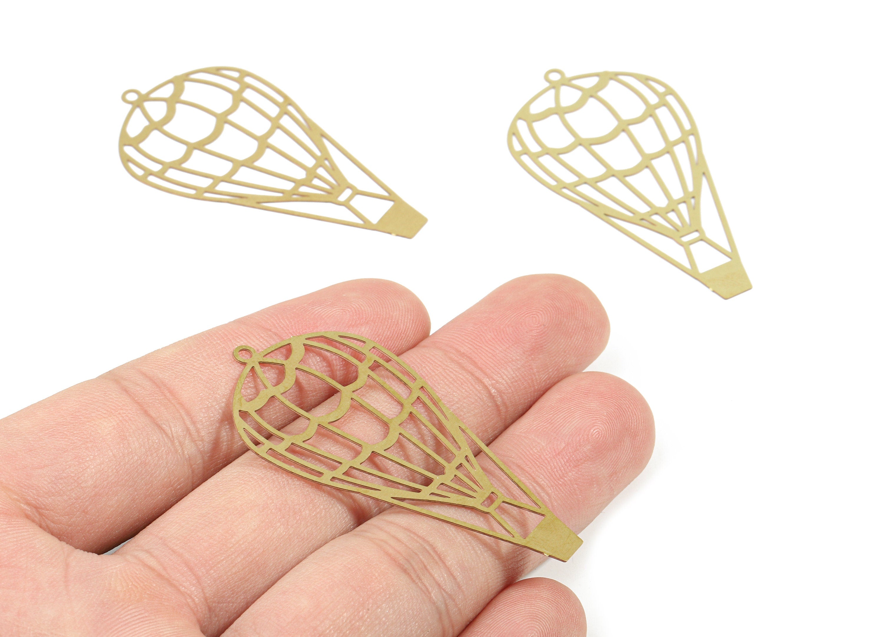 Brass Balloon Earring Charms - Raw Brass Balloon Pendant - Earring Findings - Jewelry Supplies - 51.96x27.14x0.3mm - JJB5855 - DOMEDBAZAAR