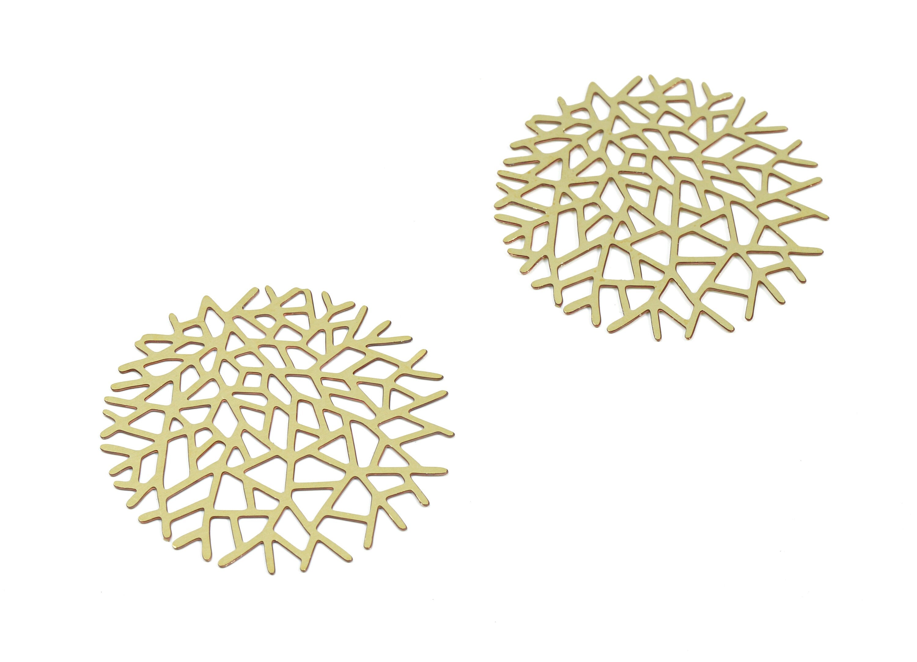 Brass Tree Earring Charms - Raw Brass Tree Pendant - Earring Findings - Jewelry Supplies - 35.5x35.5x5.36mm - JJB4885 - DOMEDBAZAAR