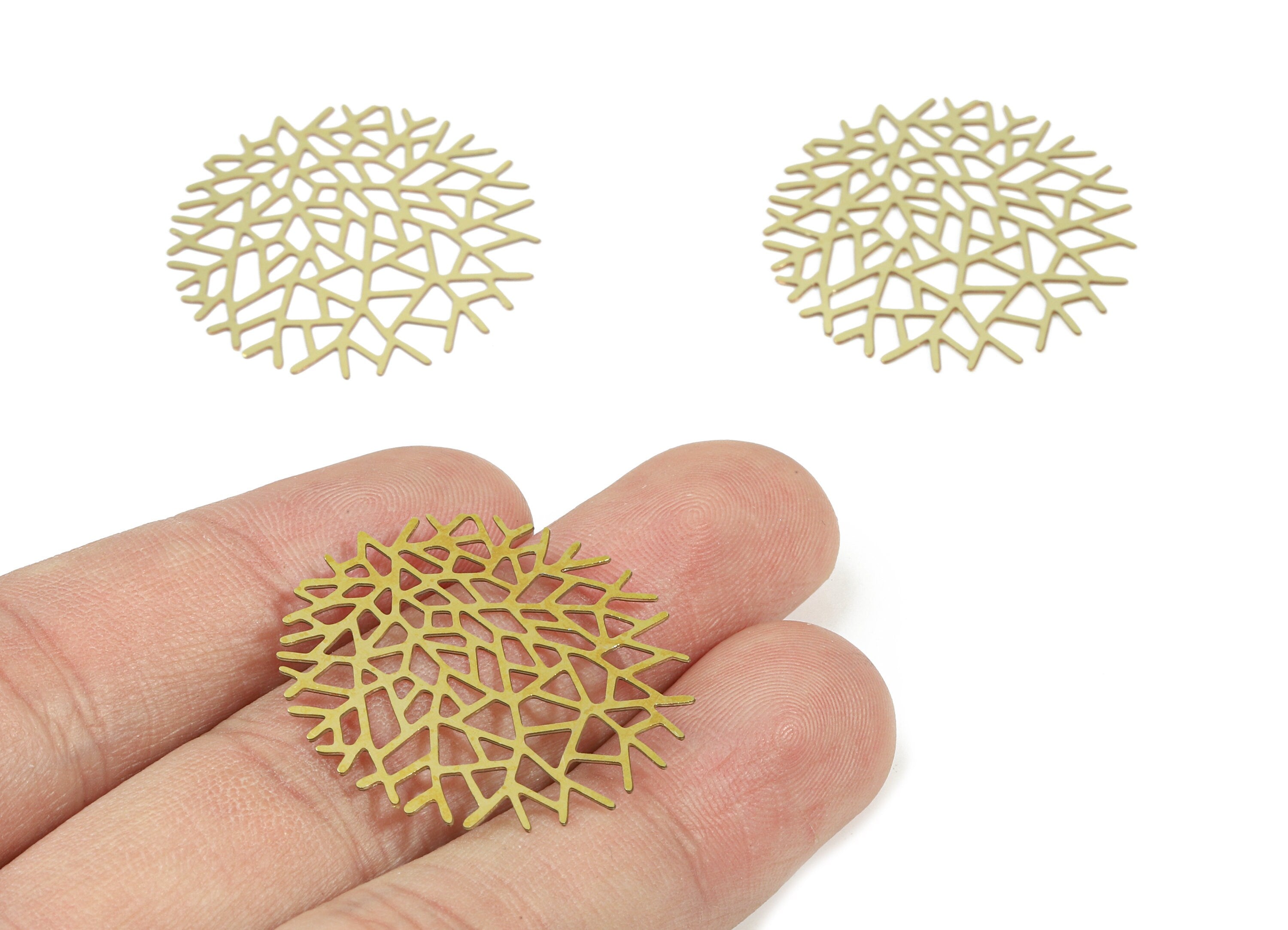 Brass Tree Earring Charms - Raw Brass Tree Pendant - Earring Findings - Jewelry Supplies - 35.5x35.5x5.36mm - JJB4885 - DOMEDBAZAAR