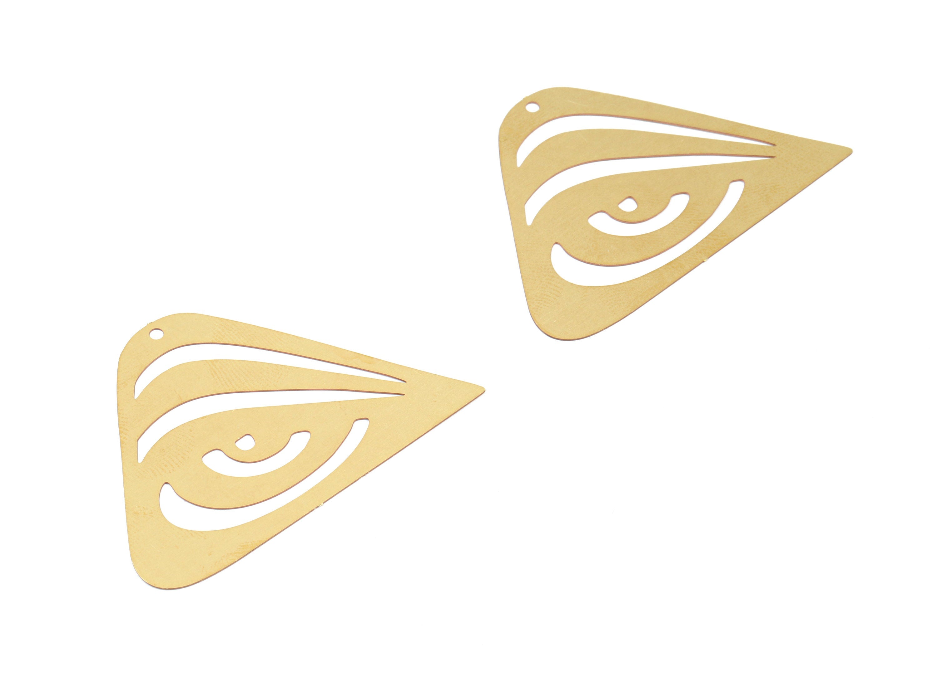 Brass Triangle Eye Earring Charms - Raw Brass Triangle Eye Pendant - Earring Findings - Jewelry Supplies - 46.88x33.95x0.3mm - JJB5862 - DOMEDBAZAAR