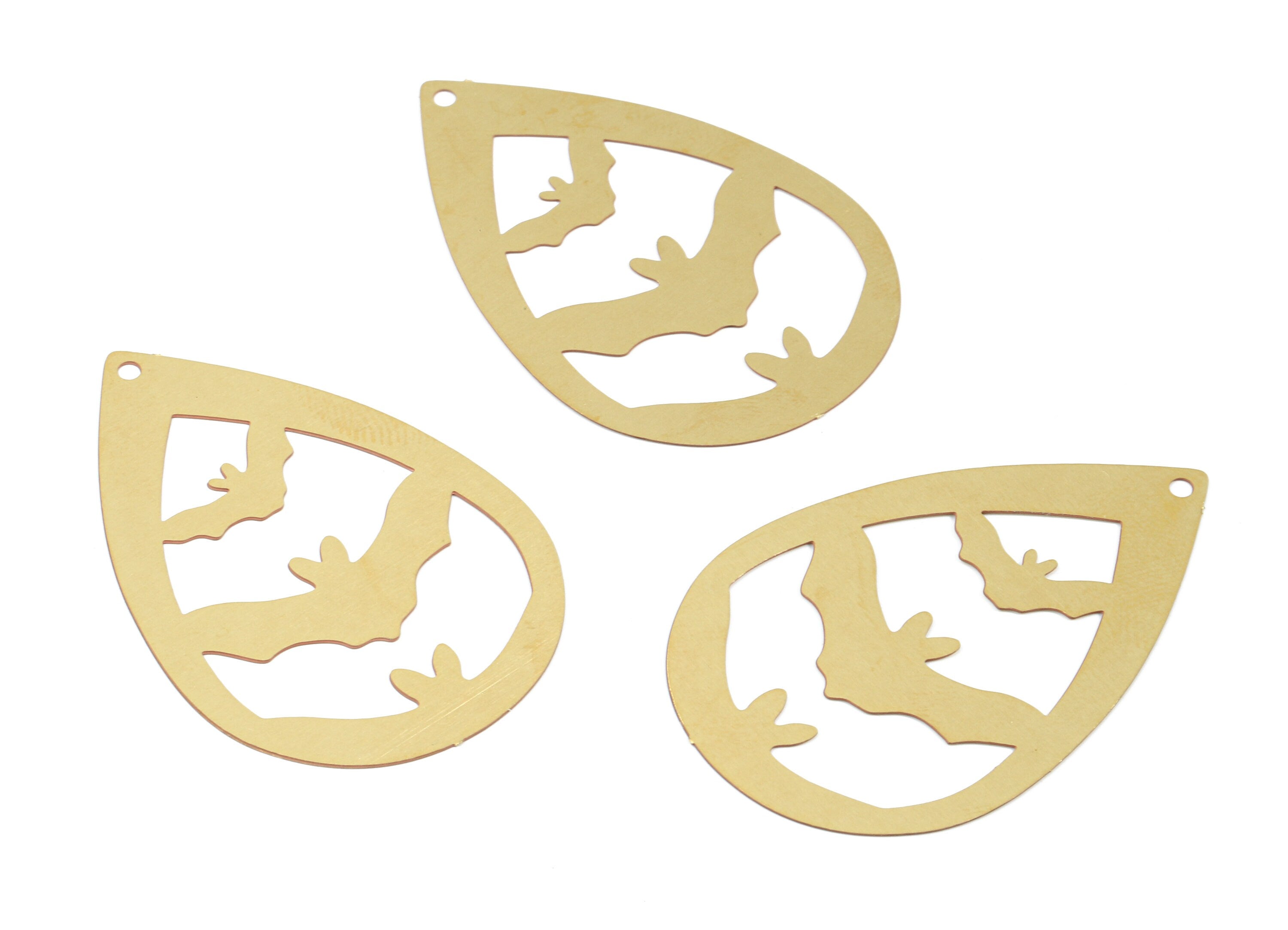 Brass Bat Earring Charms - Raw Brass Drop Pendant - Earring Findings - Jewelry Supplies - 44.24x29.59x0.3mm - JJB5873 - DOMEDBAZAAR