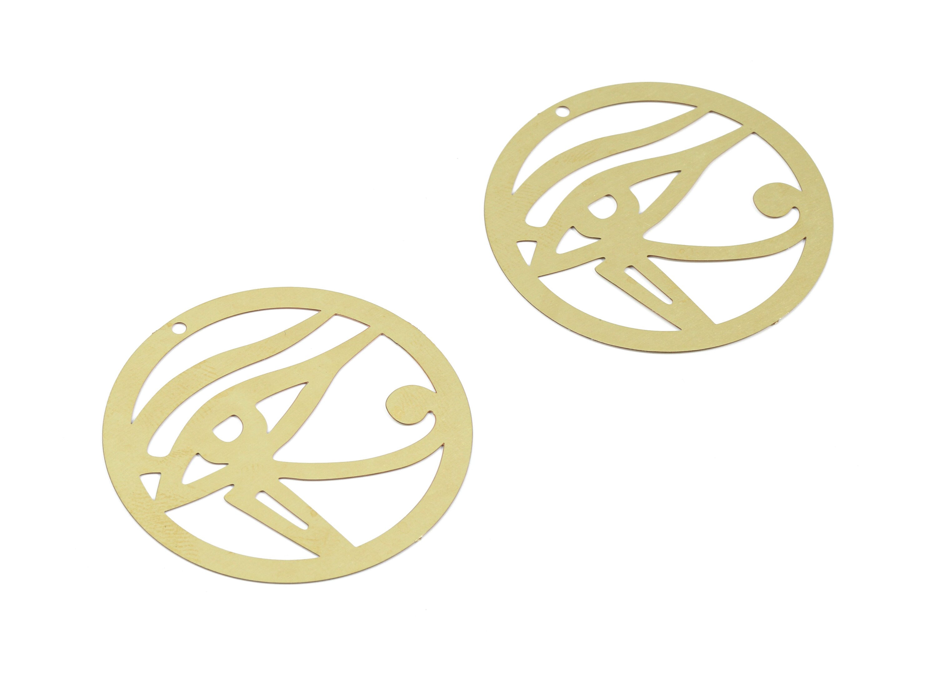Brass Eye Round Earring Charms - Raw Brass Eye Pendant - Earring Findings - Jewelry Supplies - 40x40x0.3mm - JJB5859 - DOMEDBAZAAR