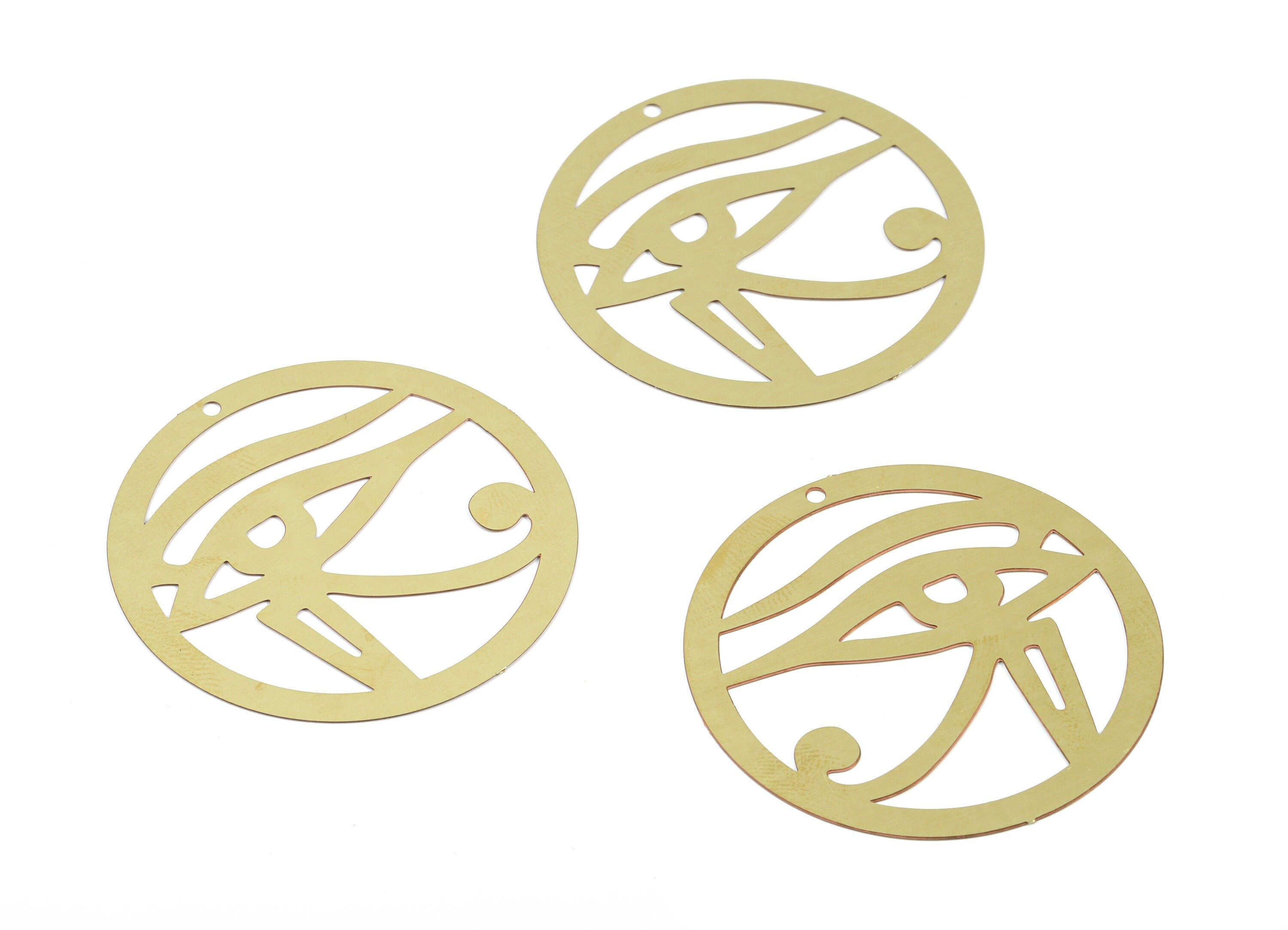Brass Eye Round Earring Charms - Raw Brass Eye Pendant - Earring Findings - Jewelry Supplies - 40x40x0.3mm - JJB5859 - DOMEDBAZAAR