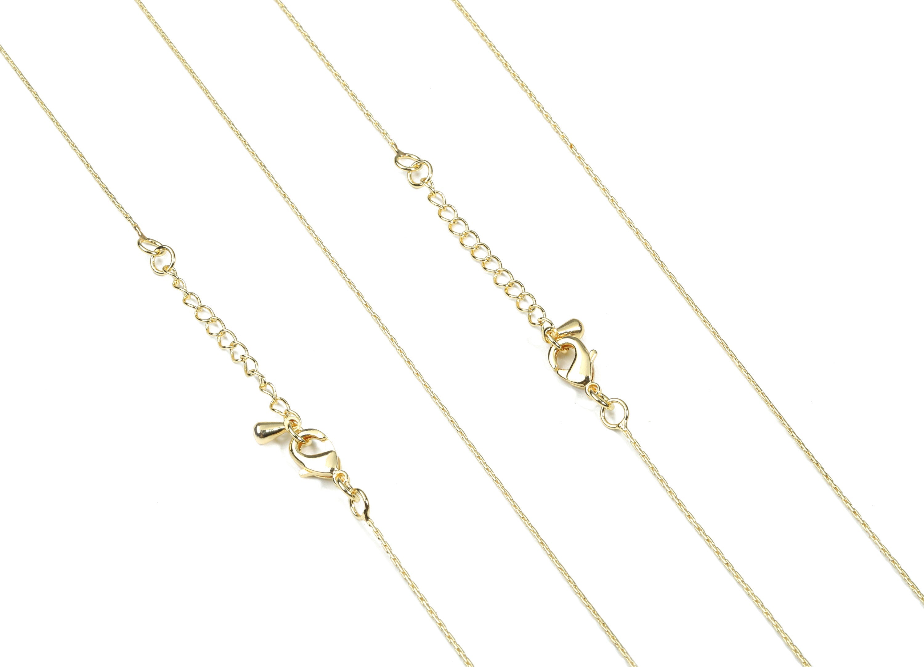 Gold Finished Snake Chain - 19.6 Inch Brass Snake Chain - 18K Real Gold Plated Brass -  0.03&quot; x 0.03&quot; - RGP2593 - DOMEDBAZAAR