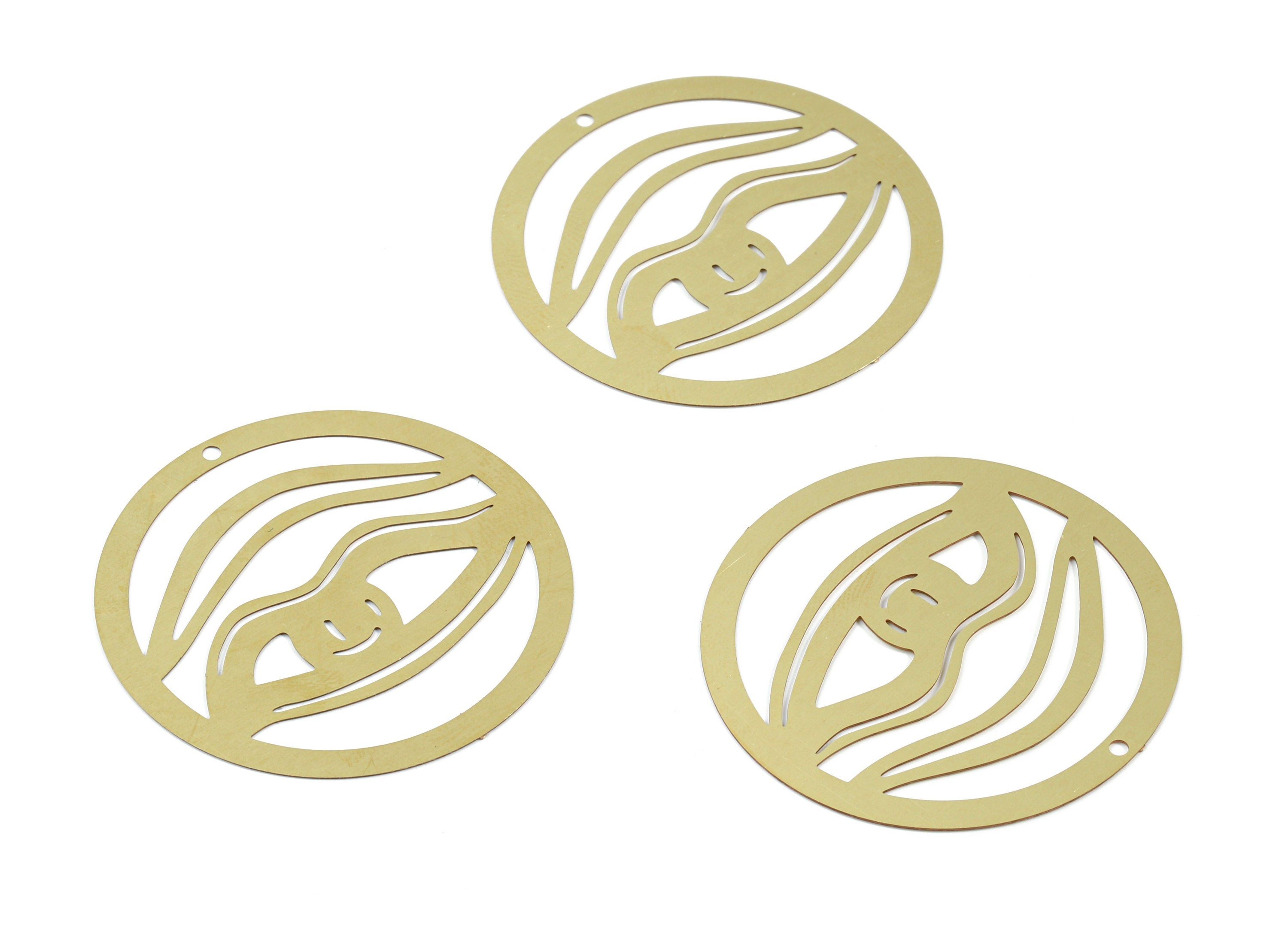 Brass Eye Round Earring Charms - Raw Brass Eye Pendant - Earring Findings - Jewelry Supplies - 40x40x0.3mm - JJB5858 - DOMEDBAZAAR