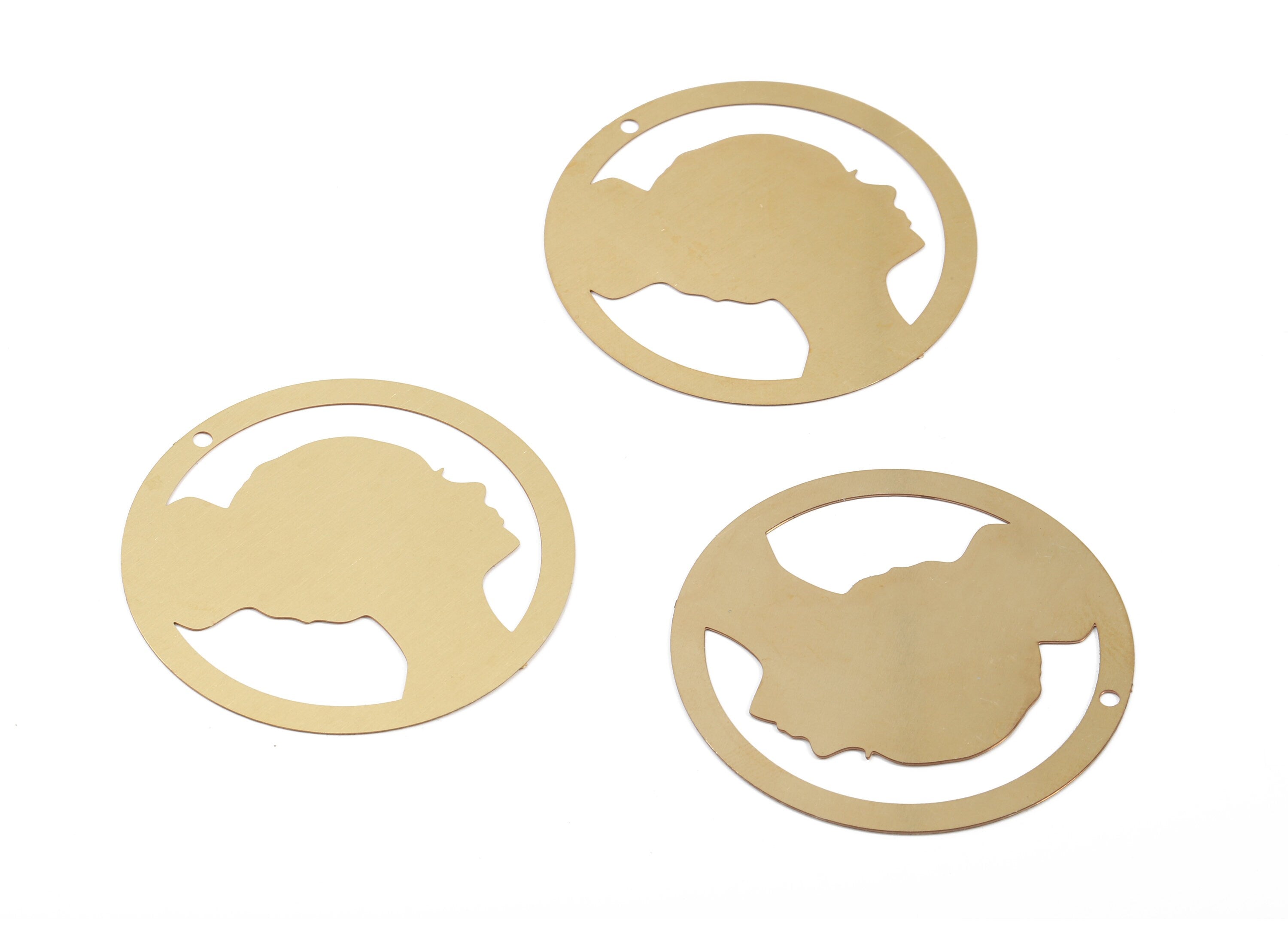 Brass Woman Shade Earring Charms - Raw Brass Woman Shade Pendant - Earring Findings - Jewelry Supplies - 39.92x39.92x0.3mm - JJB5857 - DOMEDBAZAAR