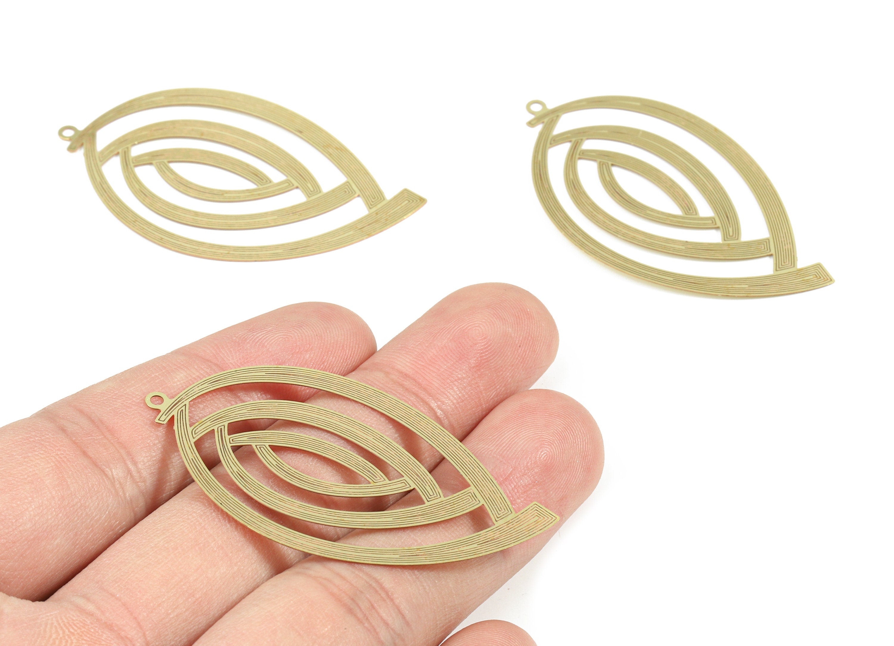 Brass Oval Earring Charms - Raw Brass Oval Pendant - Earring Findings - Jewelry Supplies - 52.95x30x0.3mm - JJB5674 - DOMEDBAZAAR