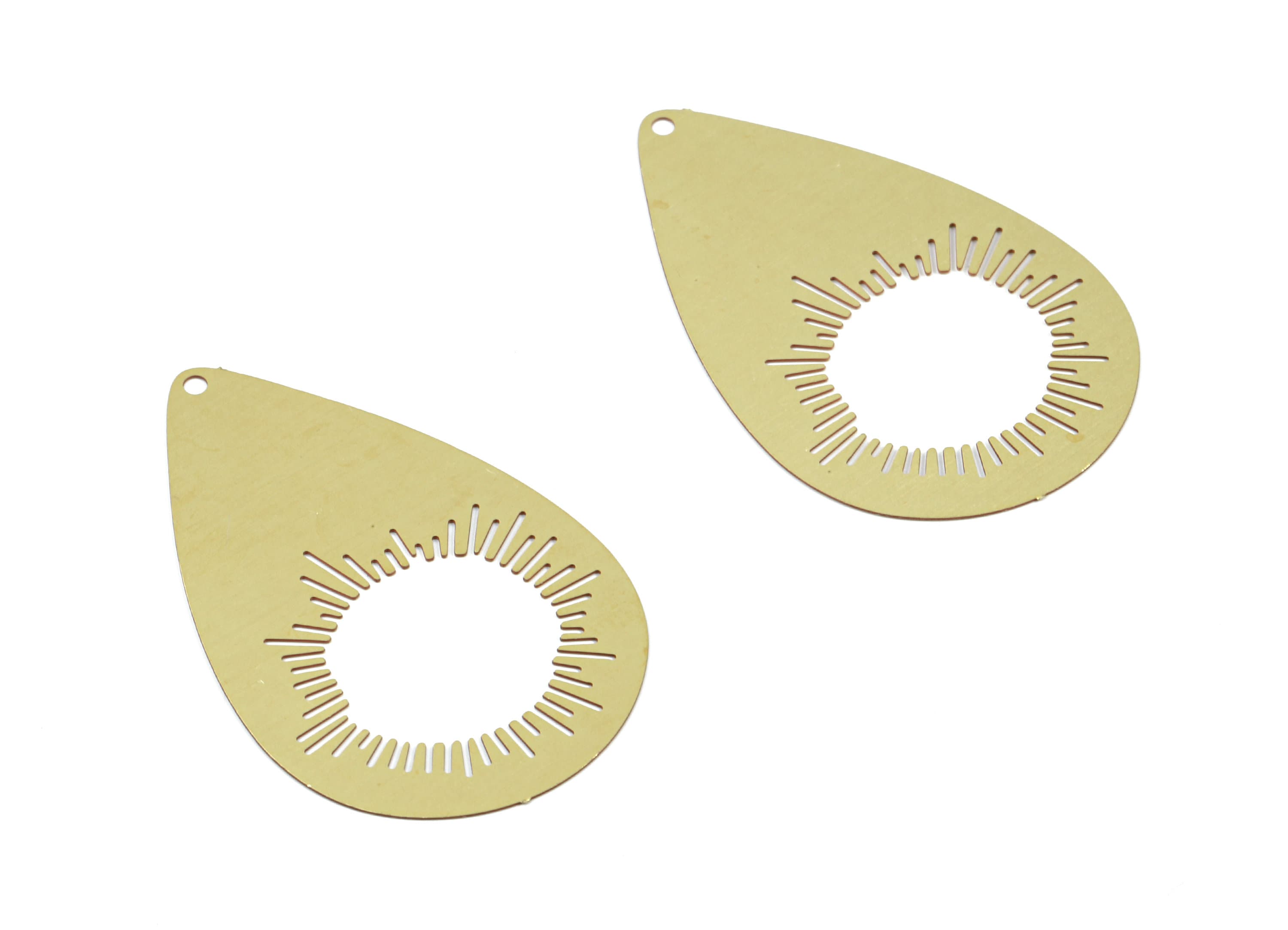 Brass Sun Drop Earring Charms - Raw Brass Drop Pendant - Earring Findings - Jewelry Supplies - 43x27x0.3mm - JJB5870 - DOMEDBAZAAR