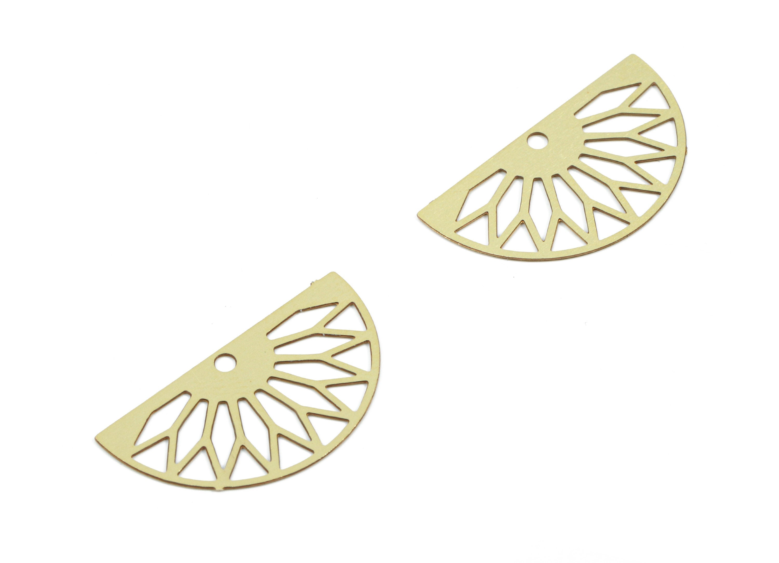 Brass Fan Earring Charms - Raw Brass Semicircle Pendant - Earring Findings - Jewelry Supplies - 19x10.3x0.3mm - JJC10547 - DOMEDBAZAAR