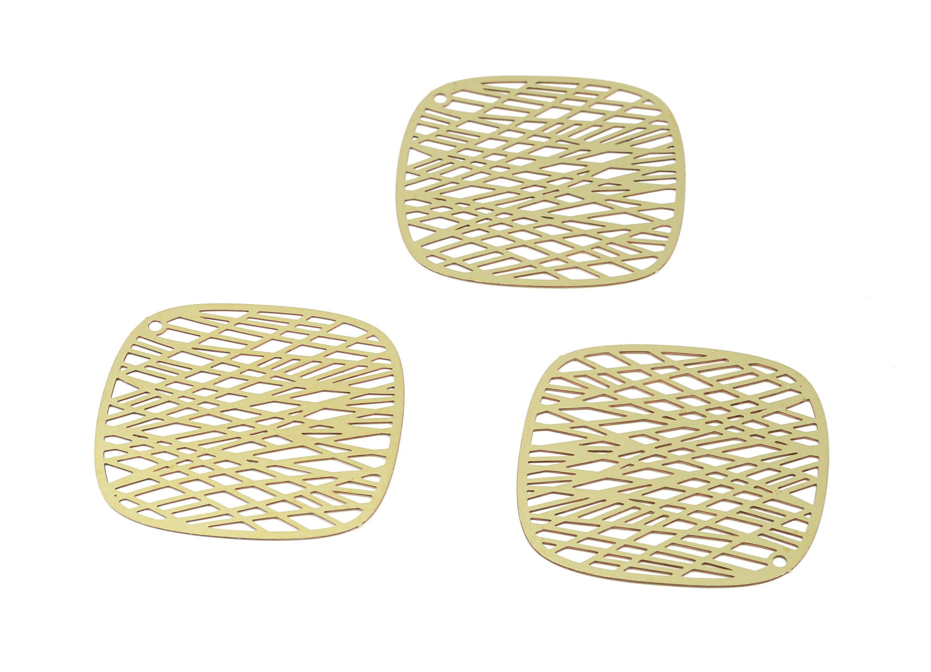 Brass Square Earring Charms - Raw Brass Mesh Square Pendant - Earring Findings - Jewelry Supplies - 34.7x34.7x0.3mm - JJB5507 - DOMEDBAZAAR