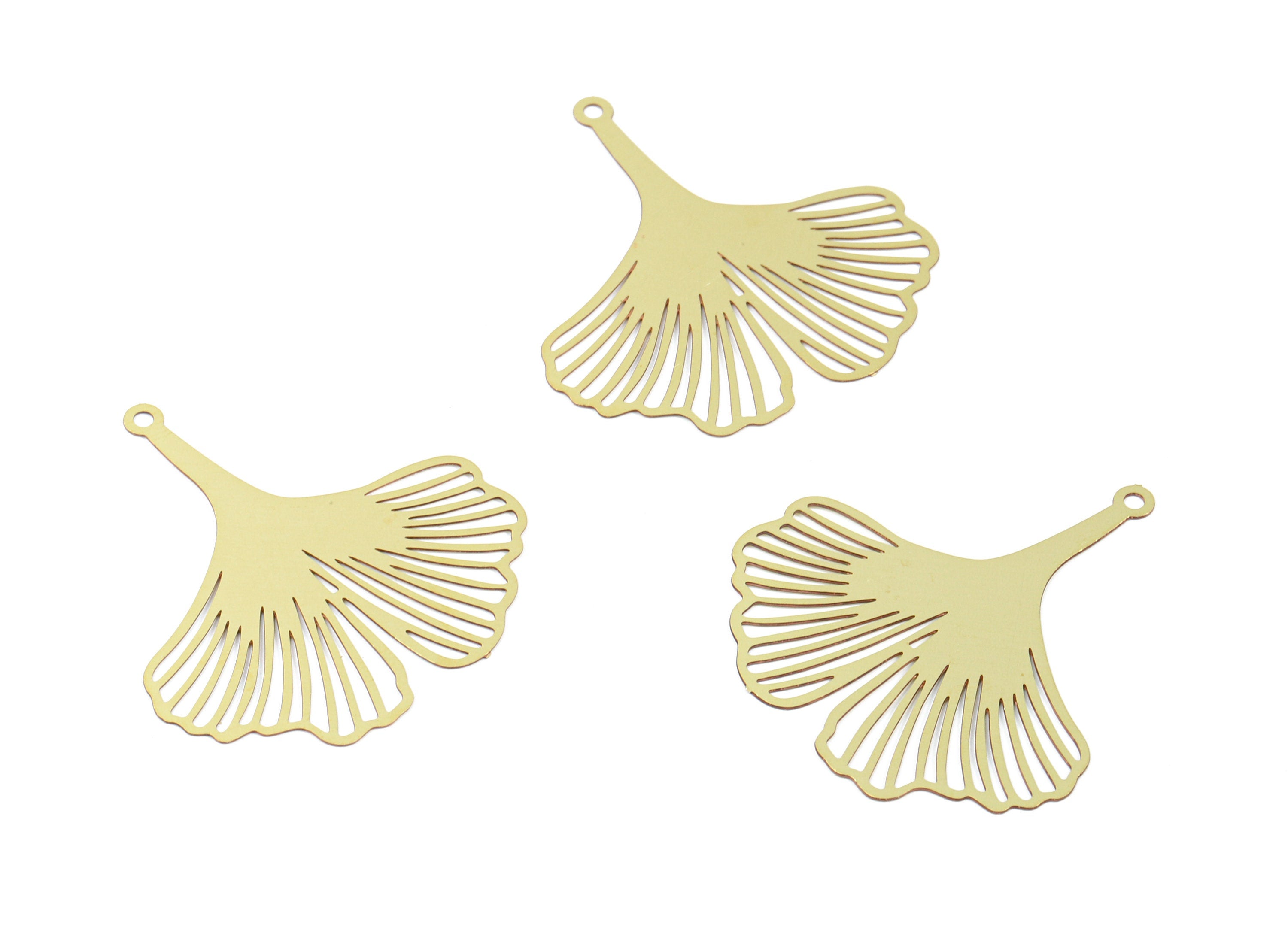 Brass Ginko Earring Charms - Raw Brass Gingko Leaf Pendant - Earring Findings - Jewelry Supplies - 31.88x30x0.38mm - JJB5276 - DOMEDBAZAAR