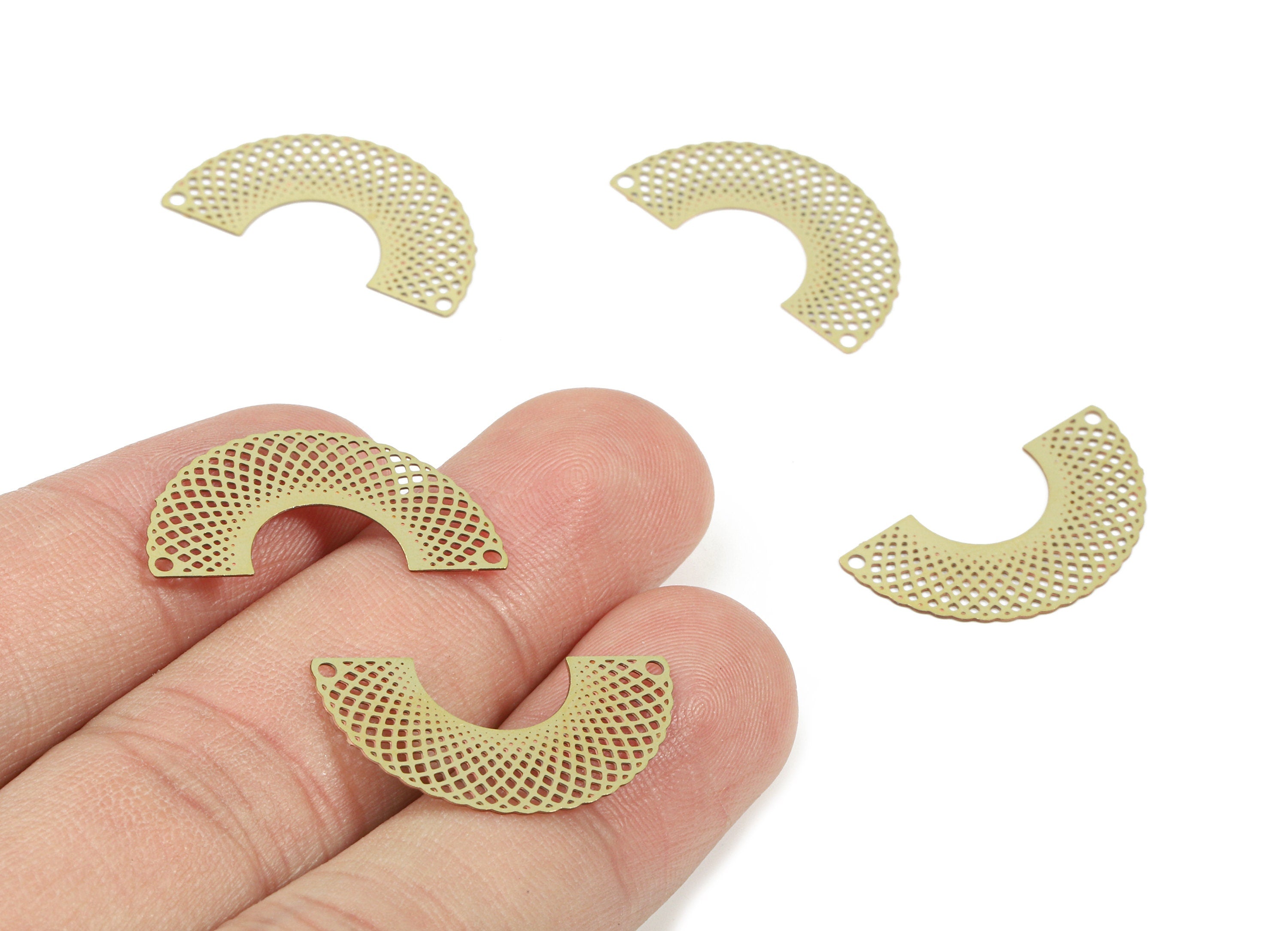 Brass Semi Circle Earring Connector - Raw Brass Half Moon Connectors - Earring Findings - Jewelry Supplies - 25x13.44x0.3mm - JJC10193 - DOMEDBAZAAR