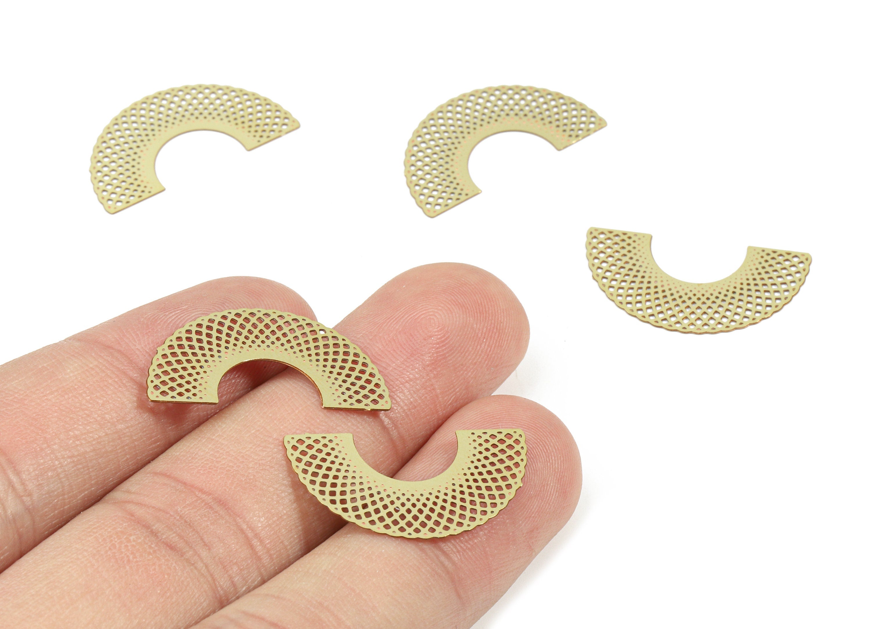 Brass Semi Circle Earring Charms - Raw Brass Half Moon Pendant - Earring Findings - Jewelry Supplies - 25x13.44mx0.3mm - JJC10193-O - DOMEDBAZAAR