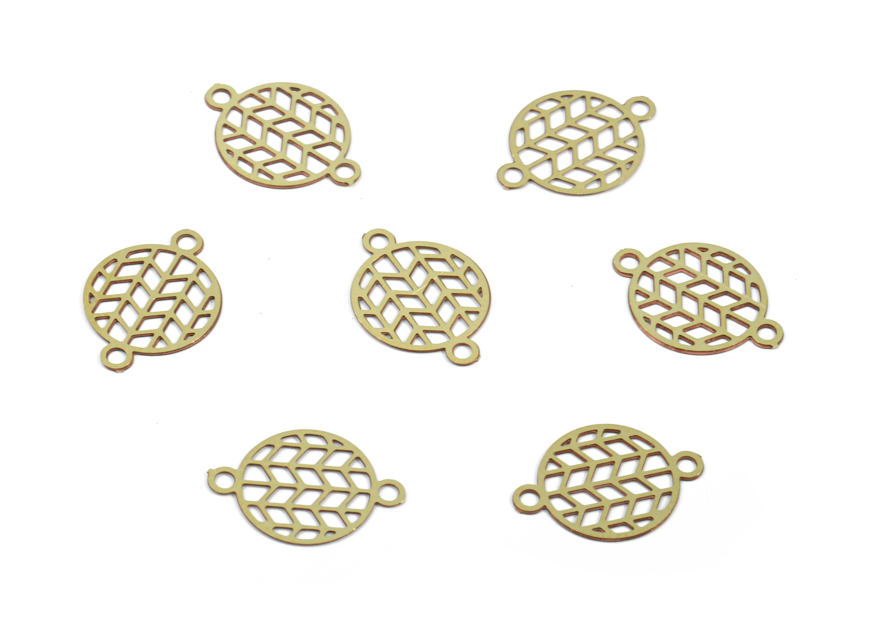 Brass Round Connector - Raw Brass Chevron Round Connectors For Bracelet Earring Necklace - Jewelry Supplies - 12.48x8.96x0.3mm - JJC10769 - DOMEDBAZAAR