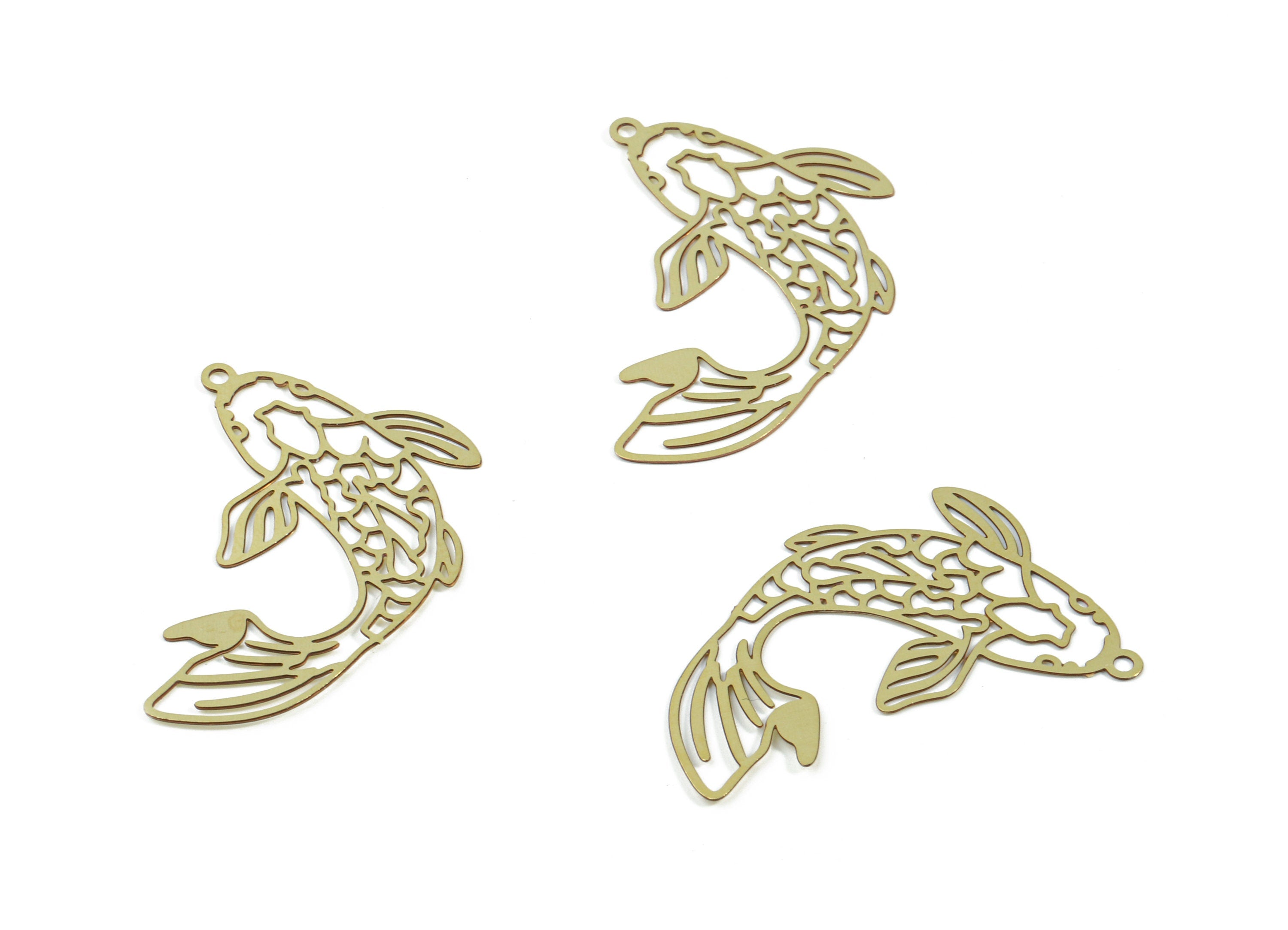 Brass Fish Earring Charms - Raw Brass Fish Pendant - Earring Findings - Jewelry Supplies - 26.9x17.3x0.3mm - JJC10665 - DOMEDBAZAAR