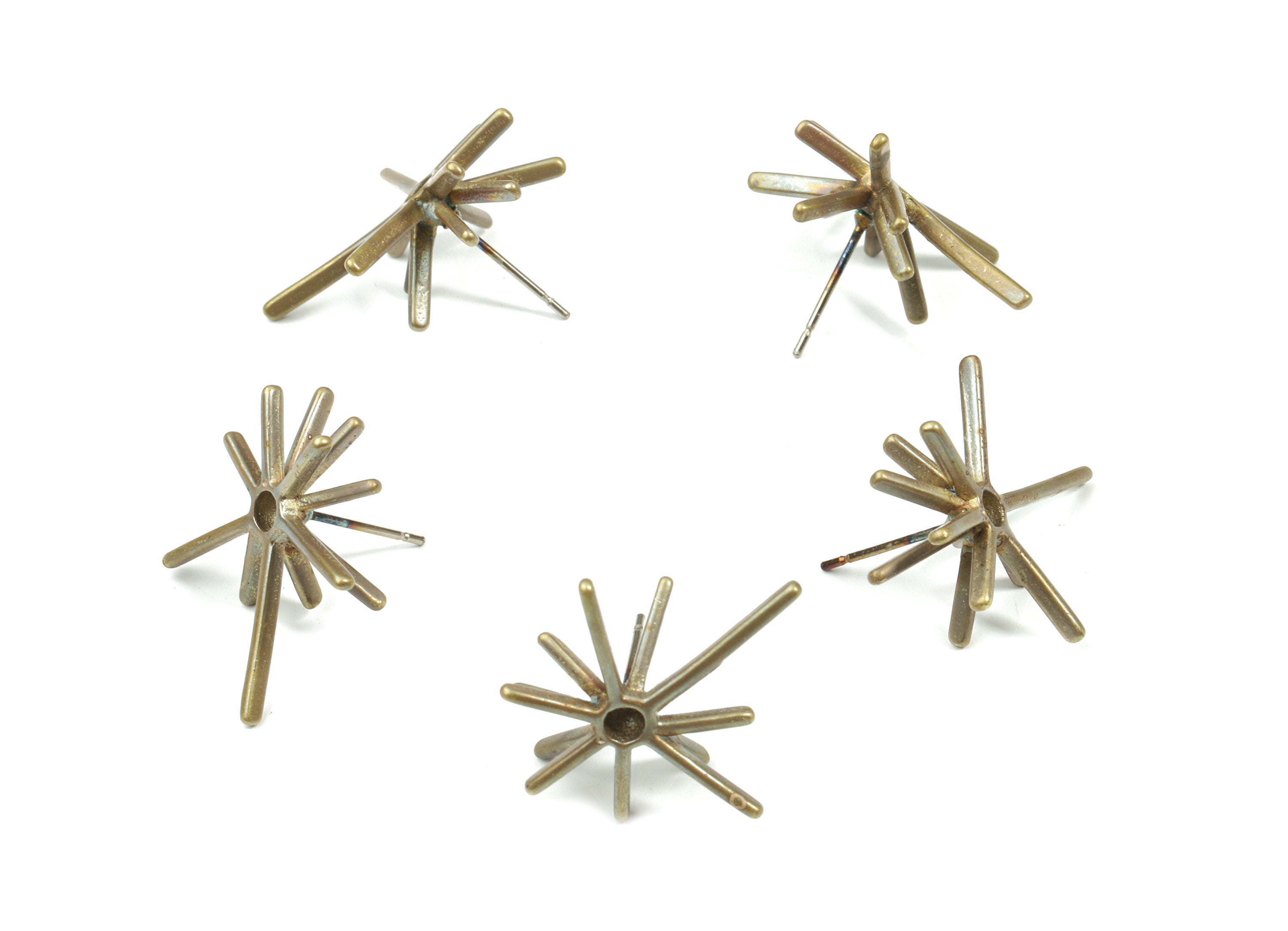 Brass Spike Earring Stud - Raw Brass Spike Earring Post - Steel Stud - Earring Post - Jewelry Supplies - 24.97x21.79x1.78mm - PP3268 - DOMEDBAZAAR