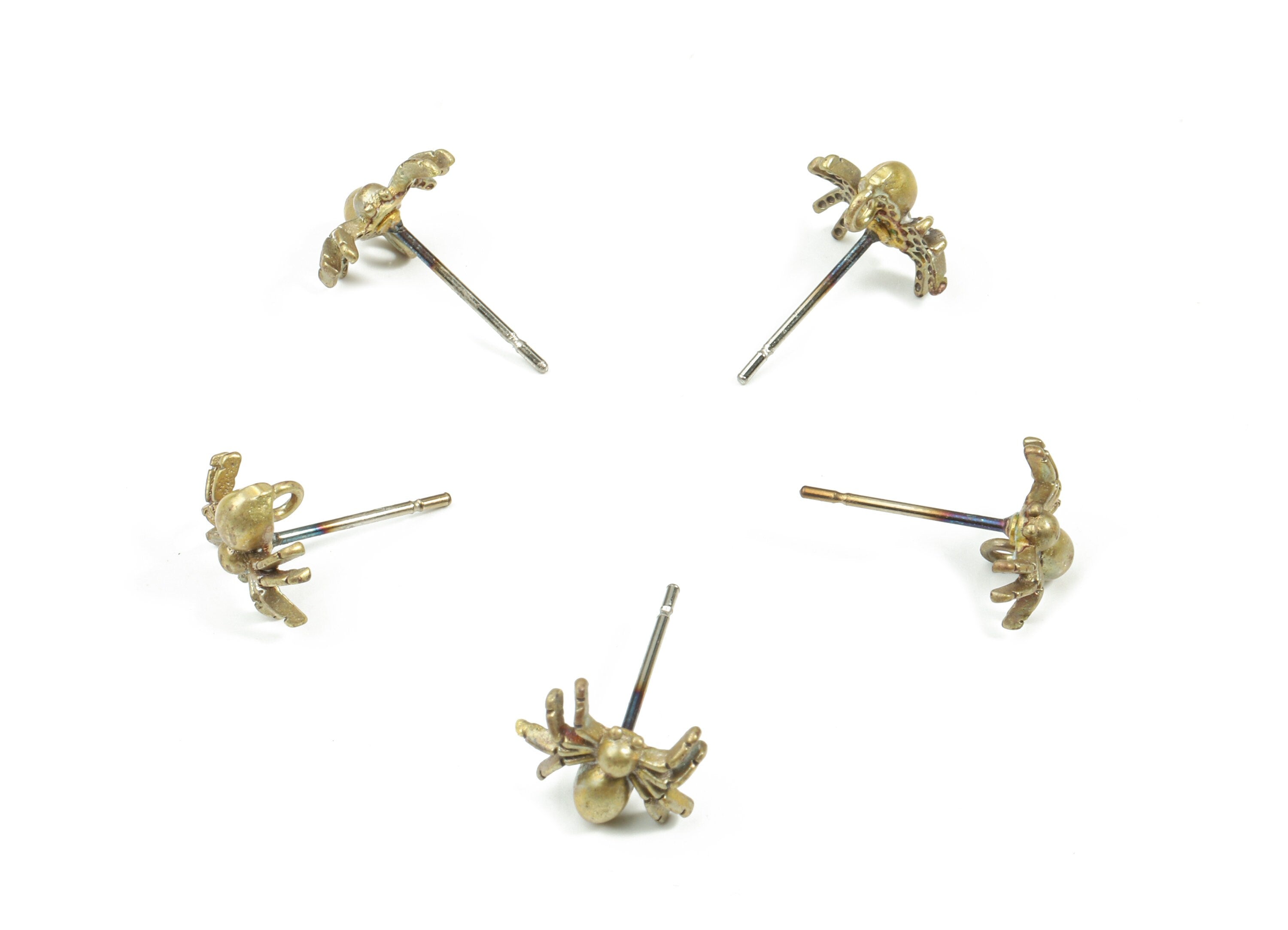 Brass Spider Earring Stud - Raw Brass Spider Earring Post - Steel Stud - Earring Post - Jewelry Supplies - 9.47x7.89x1.45mm - PP3265 - DOMEDBAZAAR