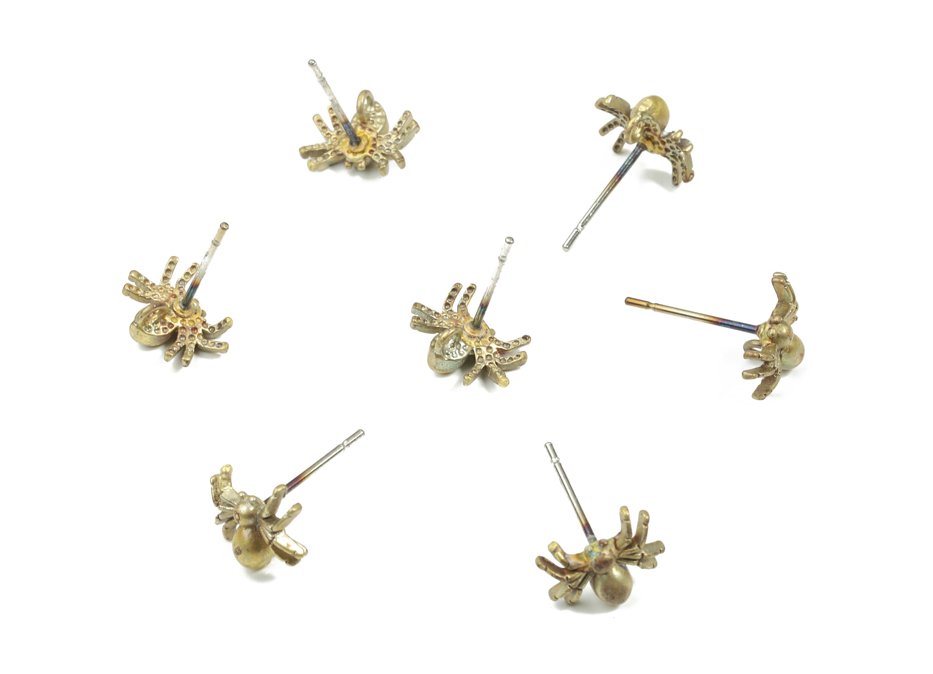 Brass Spider Earring Stud - Raw Brass Spider Earring Post - Steel Stud - Earring Post - Jewelry Supplies - 9.47x7.89x1.45mm - PP3265 - DOMEDBAZAAR
