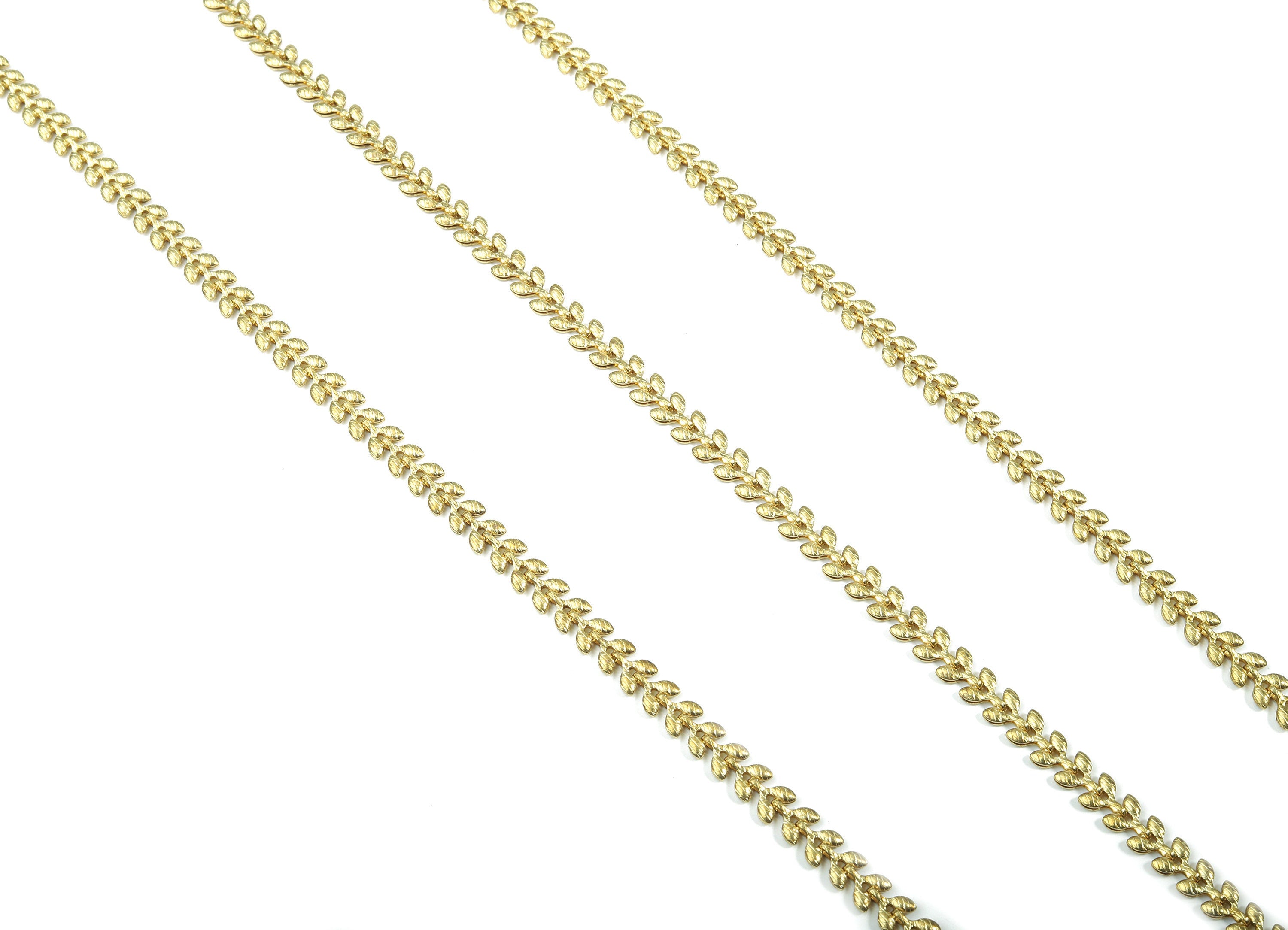 Raw Brass Leaf Chain - Two Sided Leaf Chevron Chains - Unsoldered Links - for Necklace Bracelet Jewellery Making -  0.21&quot; x 0.08&quot; CC1154 - DOMEDBAZAAR