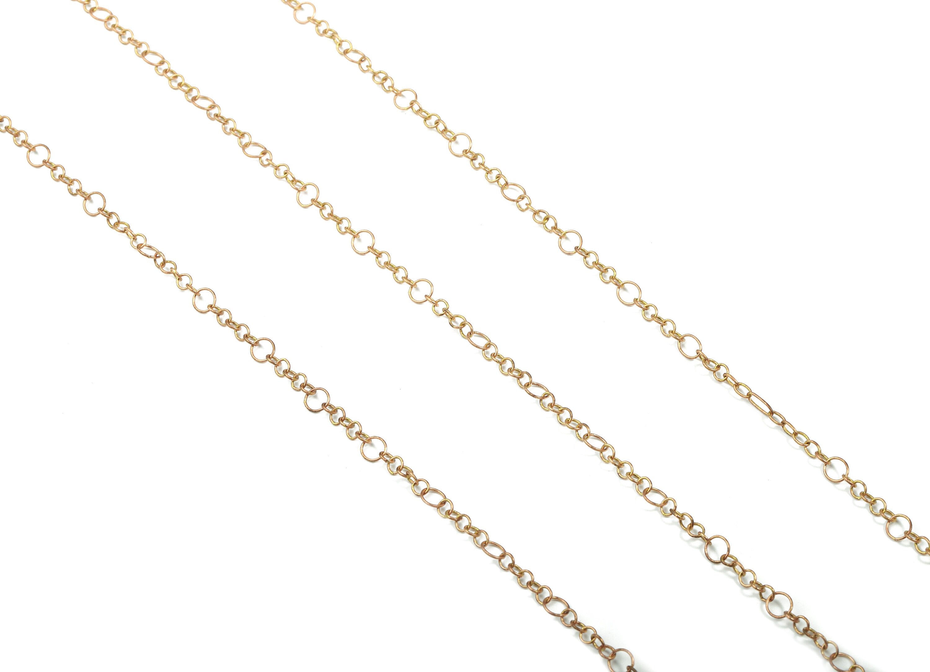 Brass Cable Chain - Raw Brass Round link Cable Chain - Soldered Chain - for Necklace Bracelet Jewellery Making - 0.14&quot;x0.14&quot;x0.01&quot; CC1159 - DOMEDBAZAAR