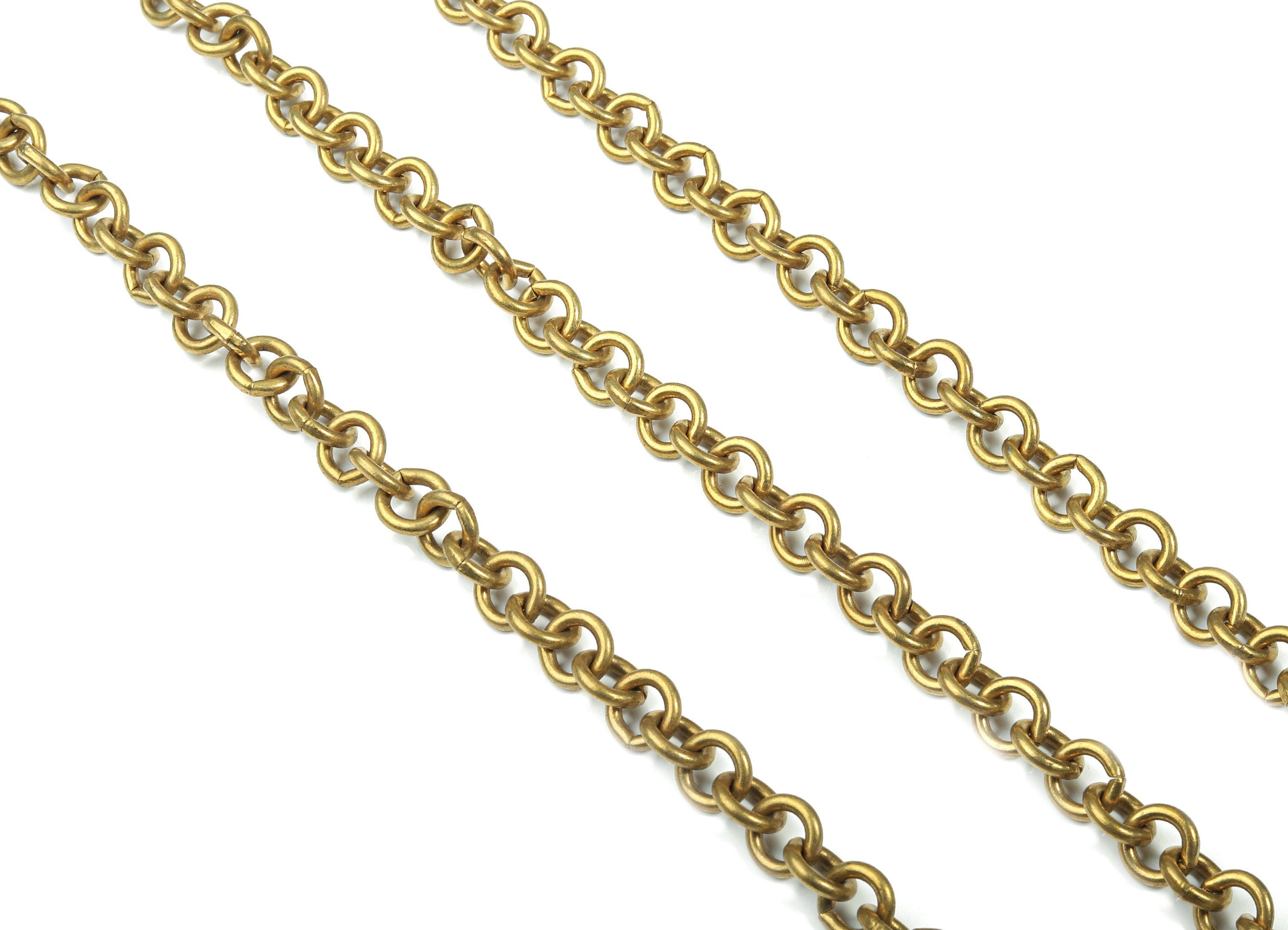 Brass Big Cable Chain - Raw Brass Round link Cable Chain - Soldered - For Necklace Bracelet Jewelry Making 0.37&quot; x 0.37&quot; x 0.08&quot; CC1168 - DOMEDBAZAAR