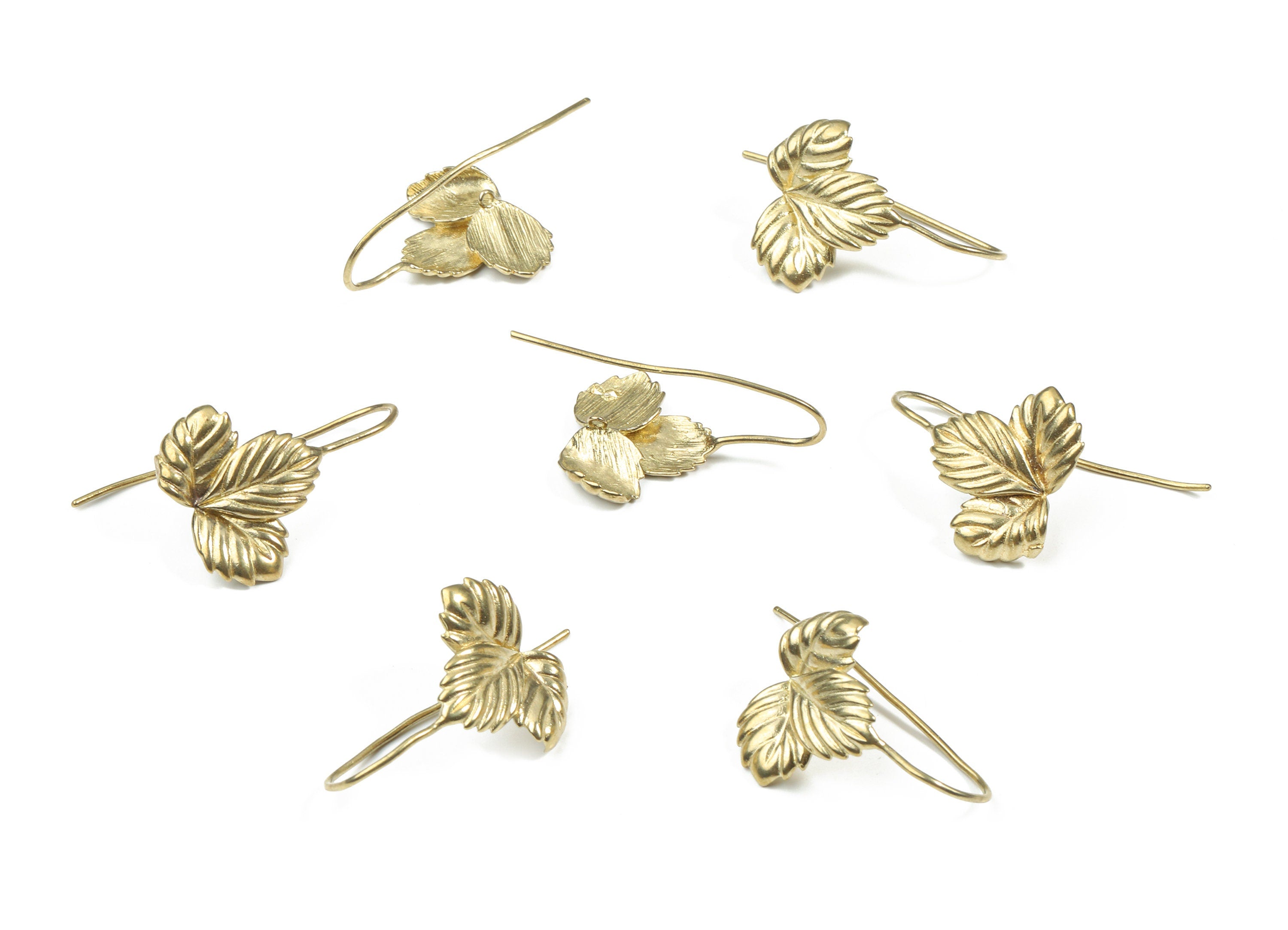 Brass Leaf Earring Hook - Raw Brass Leaf Earring Wires With Loop - Earring Findings - Jewelry Supplies - 26.07x19.02x1.73mm - PP3239 - DOMEDBAZAAR
