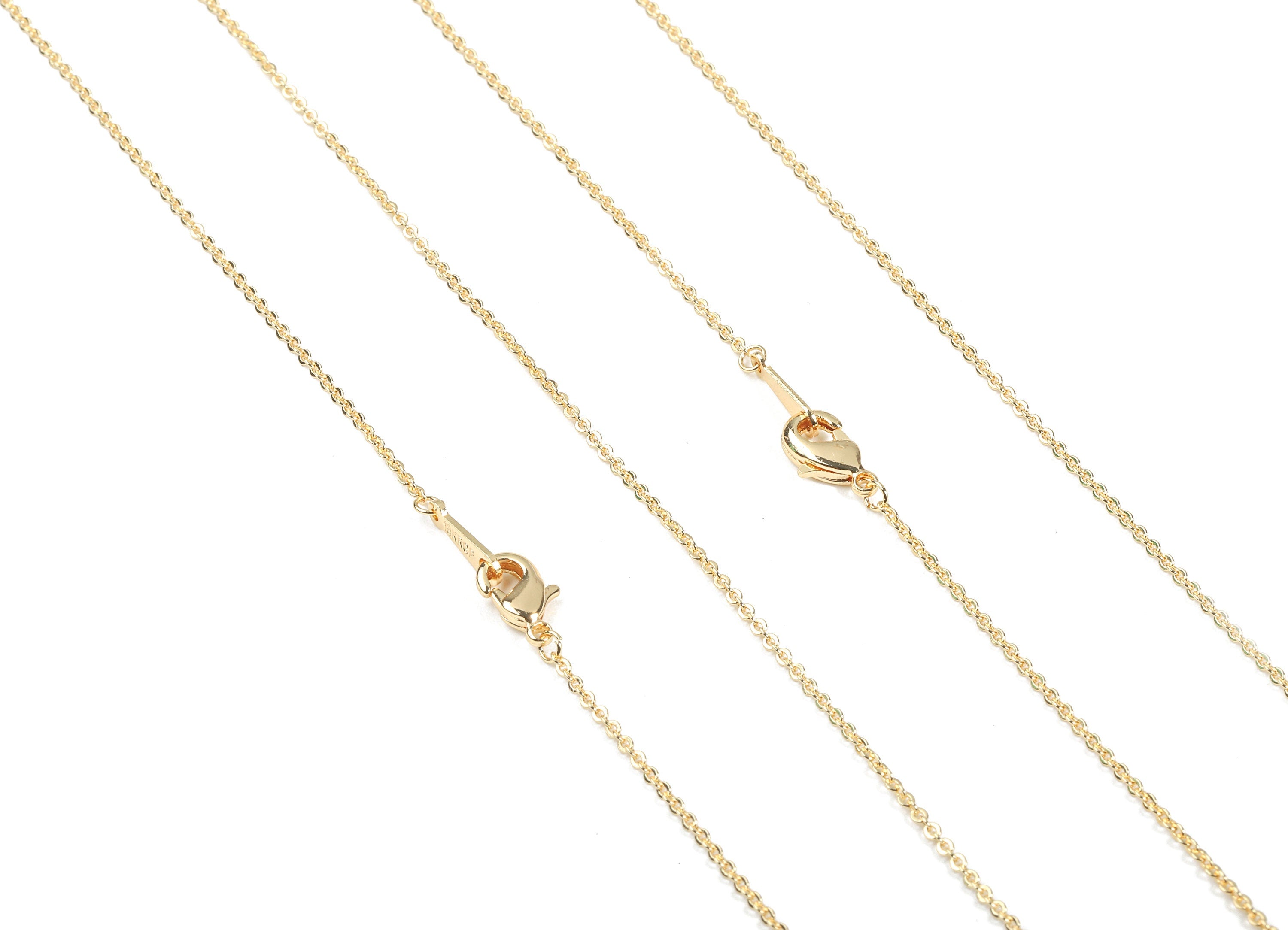 Finished Cable Chain - 18.3&quot; Brass Necklace Chain - 18K Real Gold Plated Brass - Flat Soldered Link Chain - 0.07&quot; x 0.05&quot; x 0.01&quot; - CC1134 - DOMEDBAZAAR