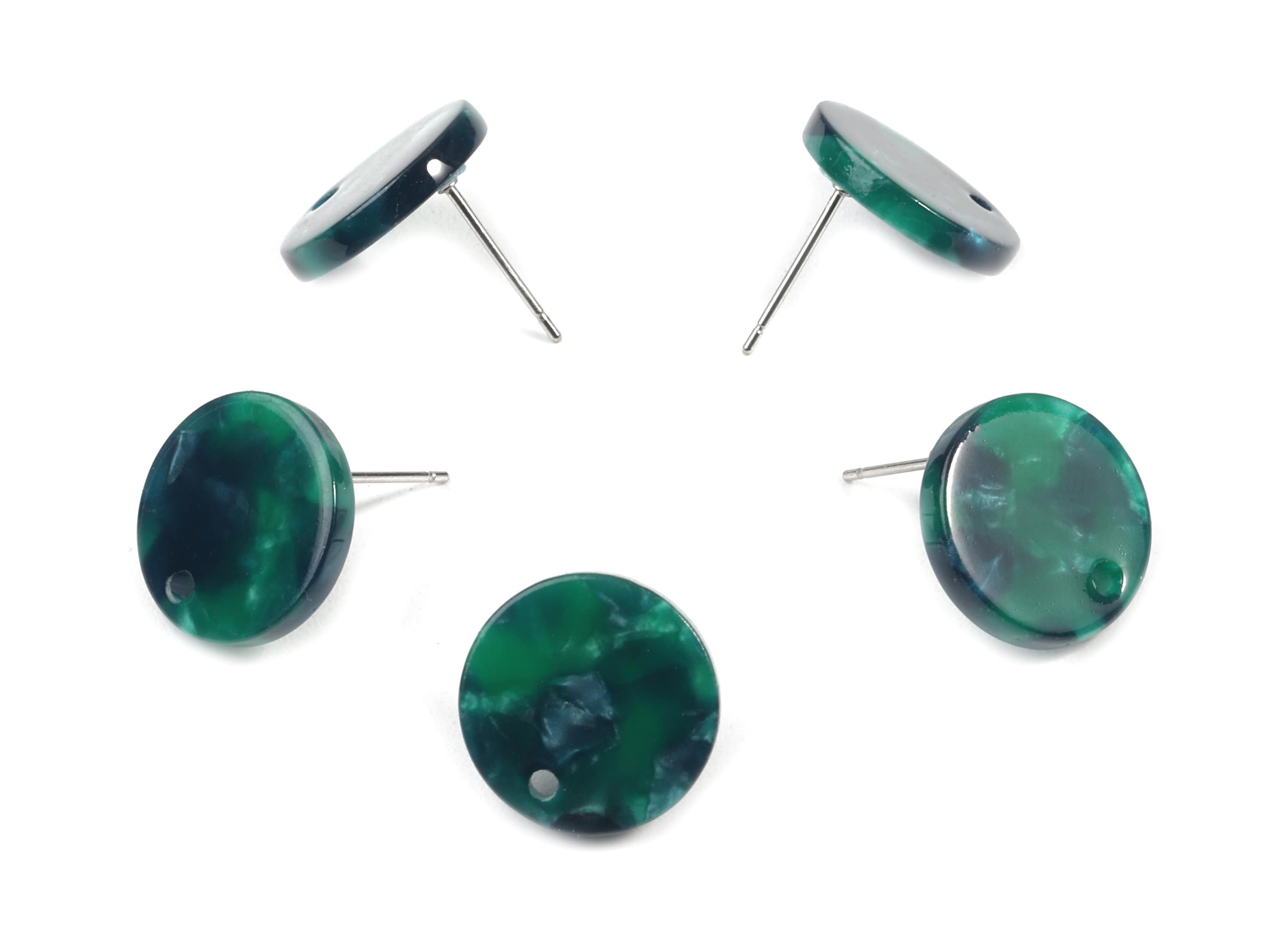Acetate Round Earring Stud - Acetate Round Earring Post - Earring Stud Findings - Color Code: A13 - 14.6x14.6x2.28mm - AC1385-A13 - DOMEDBAZAAR
