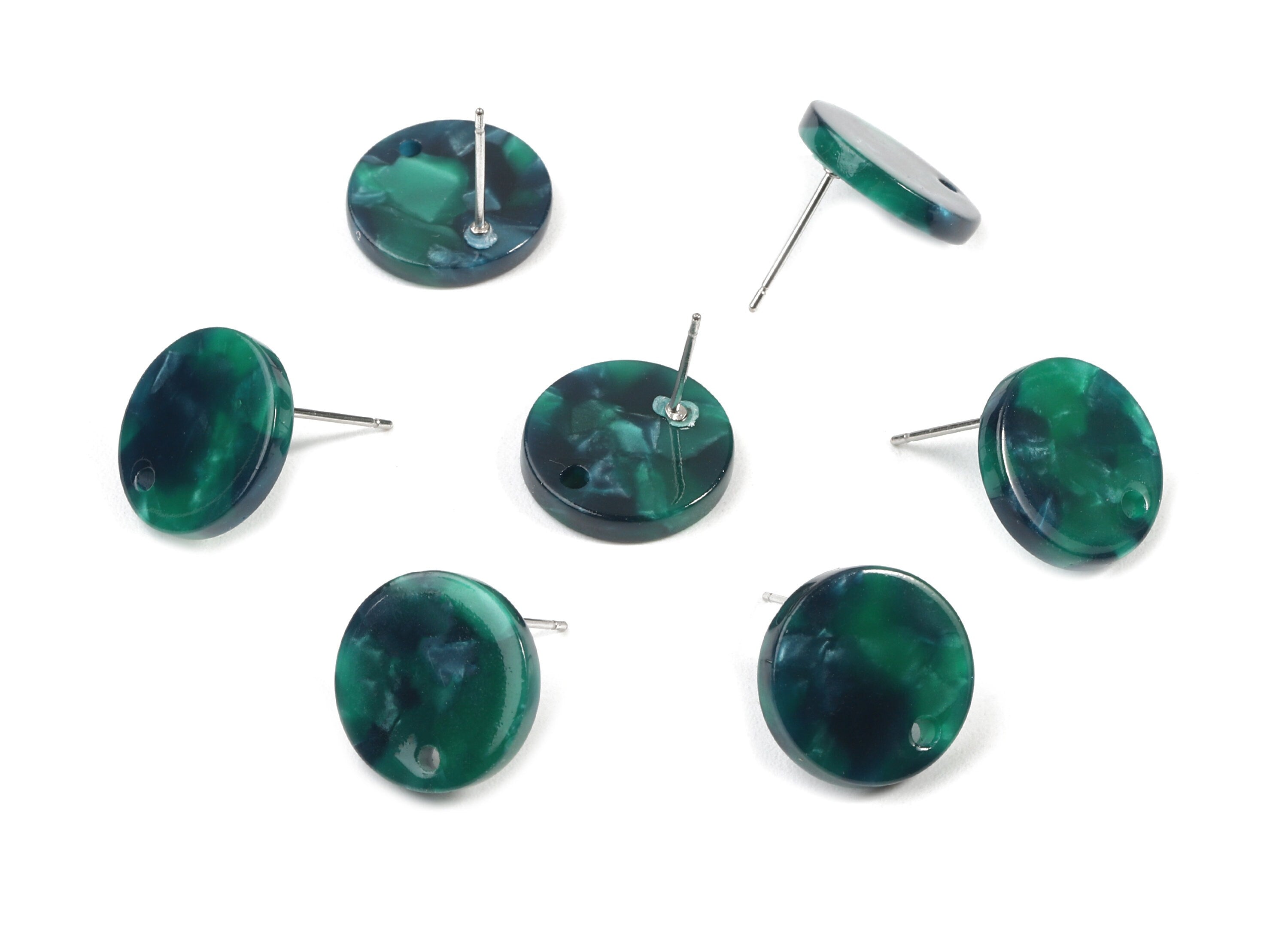 Acetate Round Earring Stud - Acetate Round Earring Post - Earring Stud Findings - Color Code: A13 - 14.6x14.6x2.28mm - AC1385-A13 - DOMEDBAZAAR
