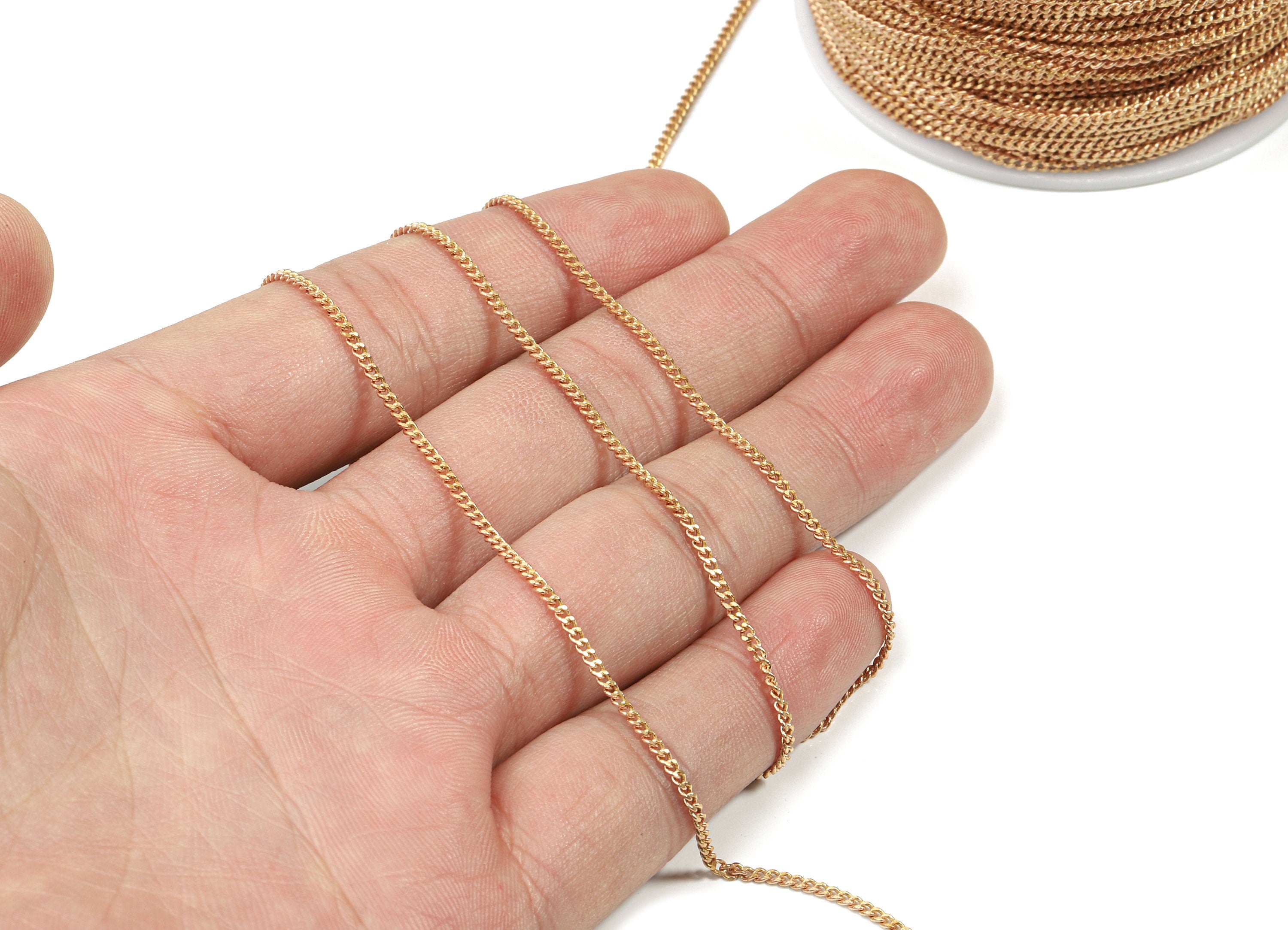 Brass Faceted Curb Chain - Raw Brass Soldered Curb Chain - Jewellery Making - 0.09&quot; x 0.06&quot; x 0.04&quot;- CC1173 - DOMEDBAZAAR