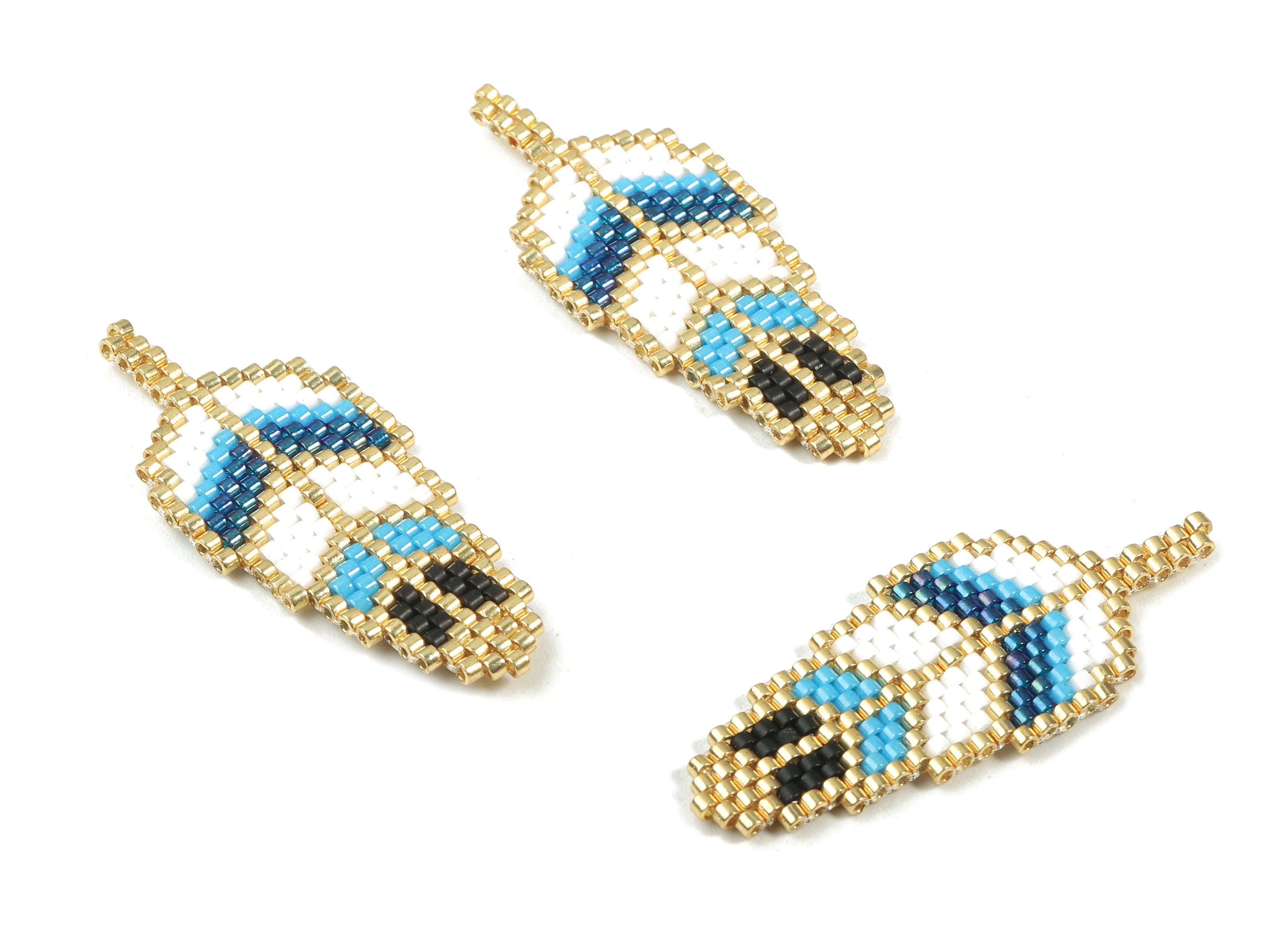 Miyuki Beaded Leaf Earrings - Handmade Beaded Leaf Charms - Japanese seed beads - Maasai Earrings - 42.43x17.44x2.14mm - TH1067 - DOMEDBAZAAR