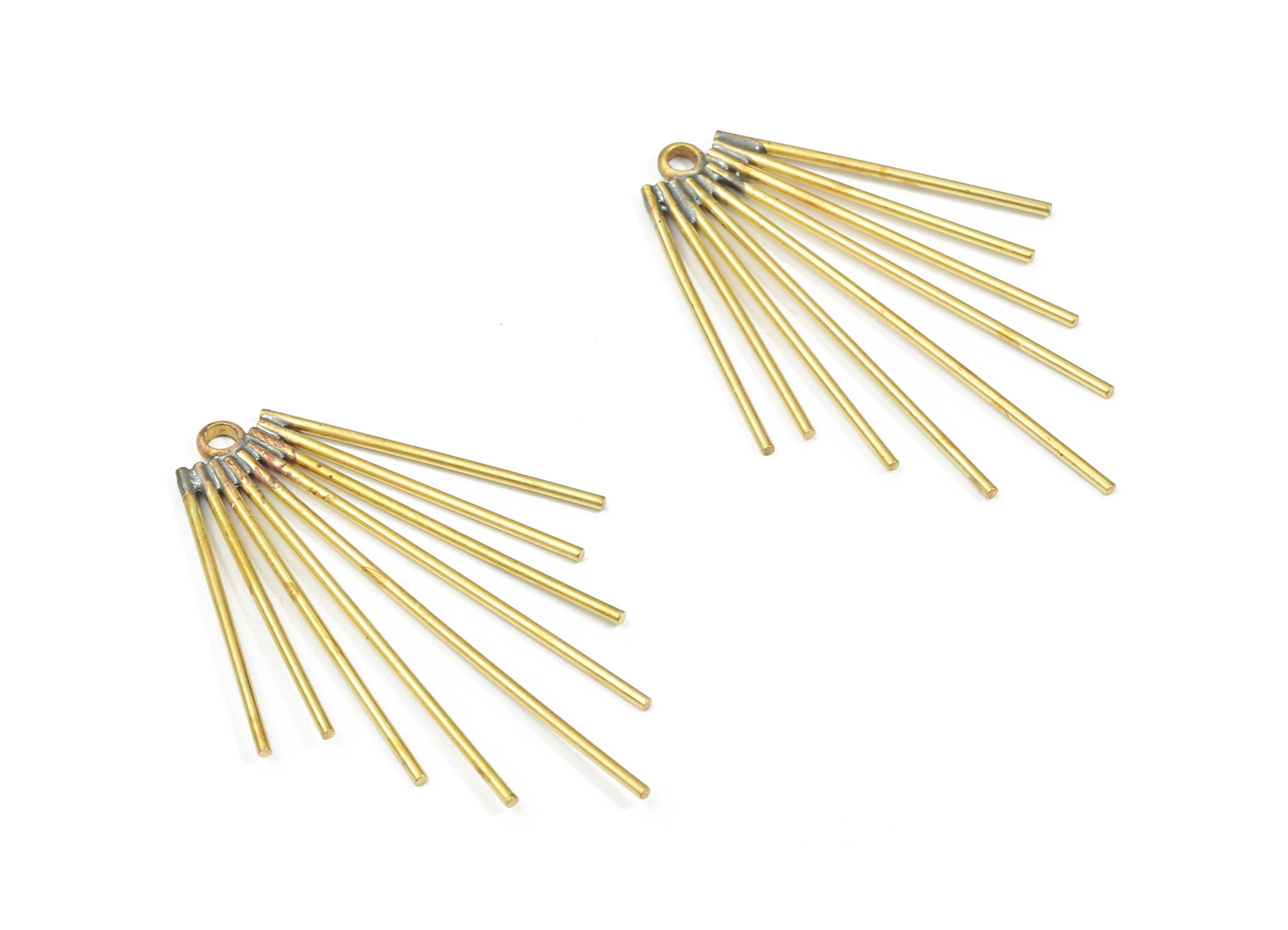 Brass Fringe Earring Charms - Raw Brass Fringe Pendant - Ear Wires Charm - Earring Findings - Jewelry Supplies - 43.47x30.97x1.3mm - PP3330 - DOMEDBAZAAR