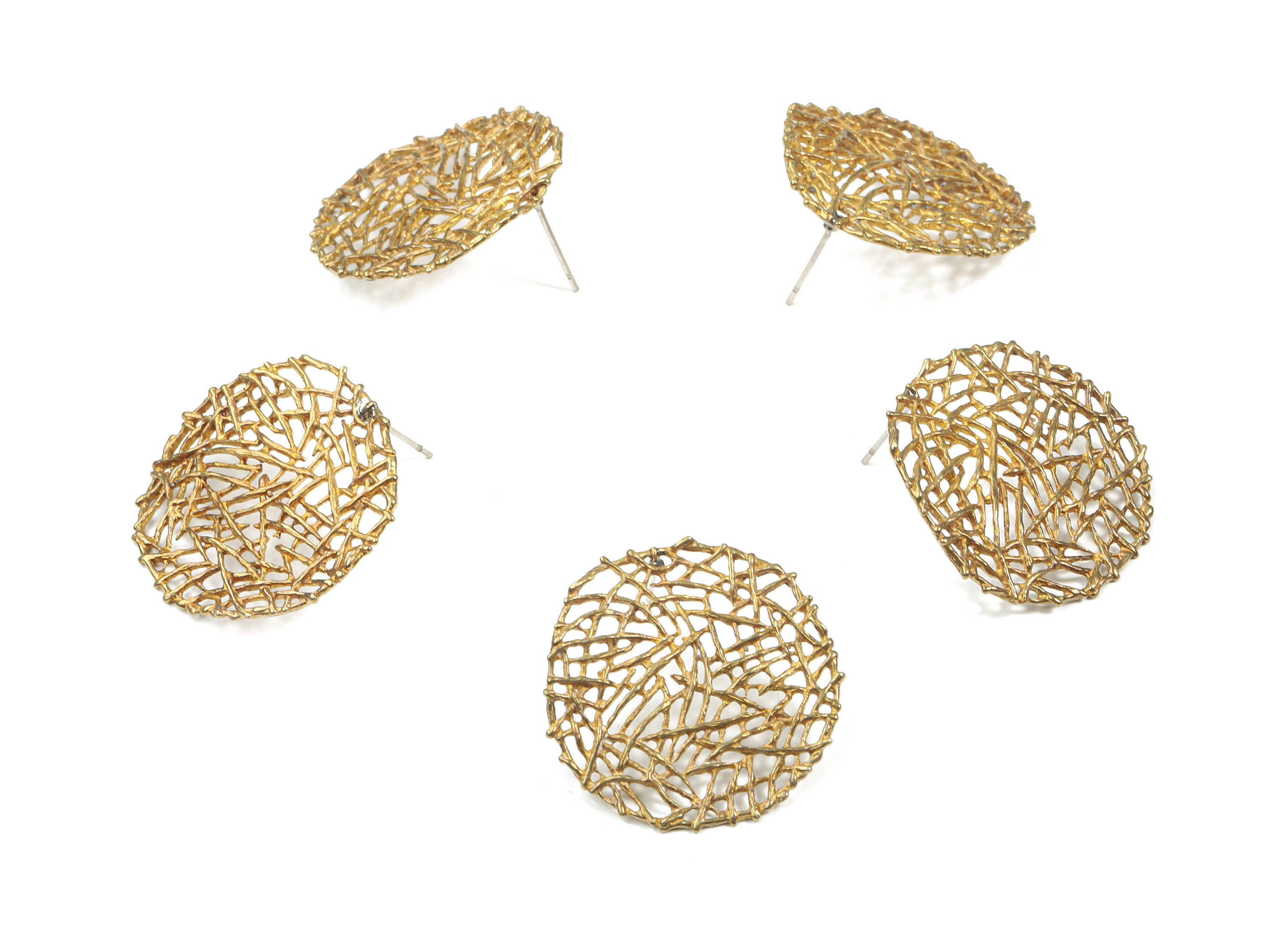 Brass Round Earring Stud - Raw Brass Circle Earring Post - Surgical Stud - Earring Post - Jewelry Supplies - 29.29x29.29x1.47mm - PP3318 - DOMEDBAZAAR