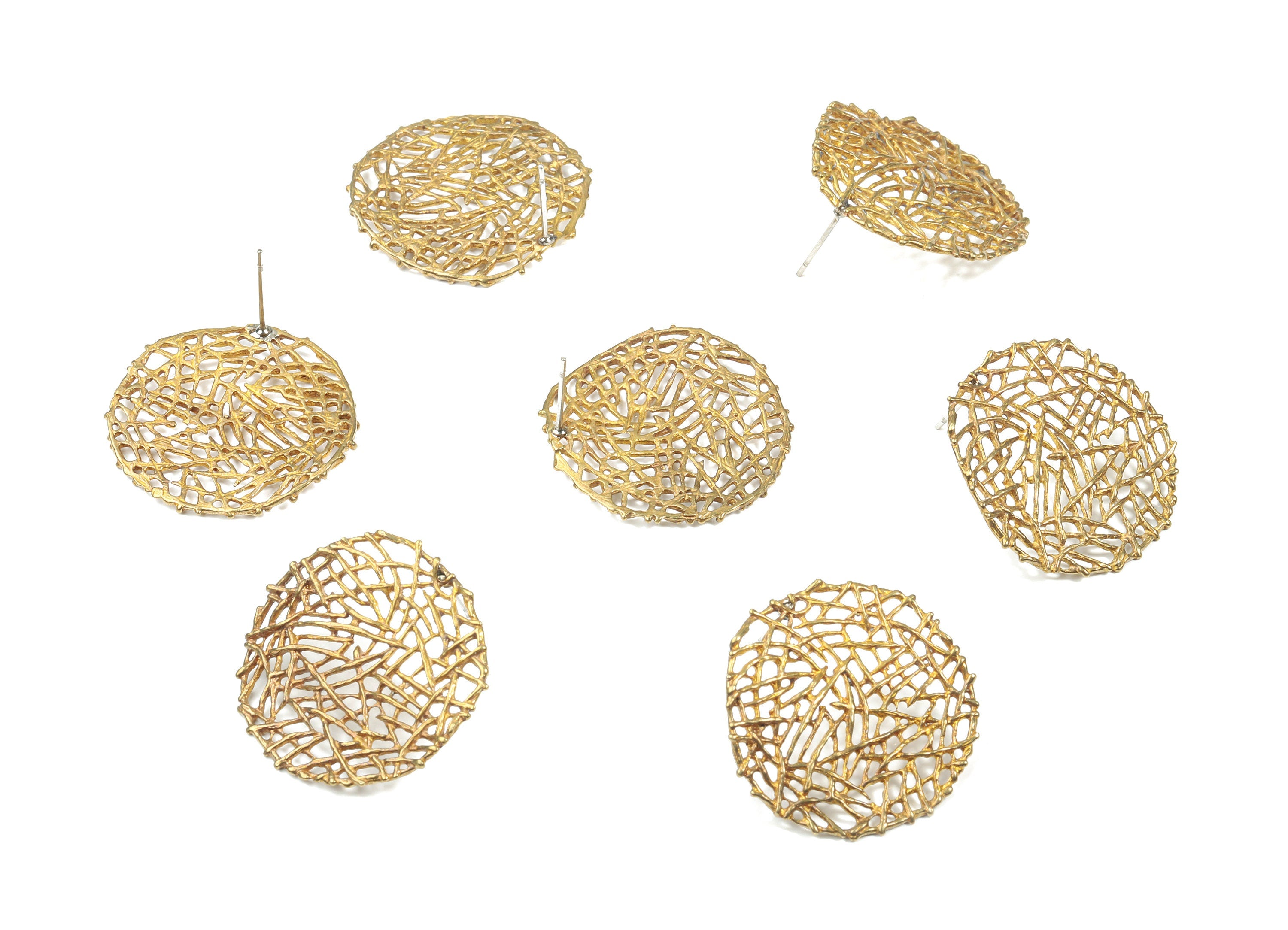 Brass Round Earring Stud - Raw Brass Circle Earring Post - Surgical Stud - Earring Post - Jewelry Supplies - 29.29x29.29x1.47mm - PP3318 - DOMEDBAZAAR