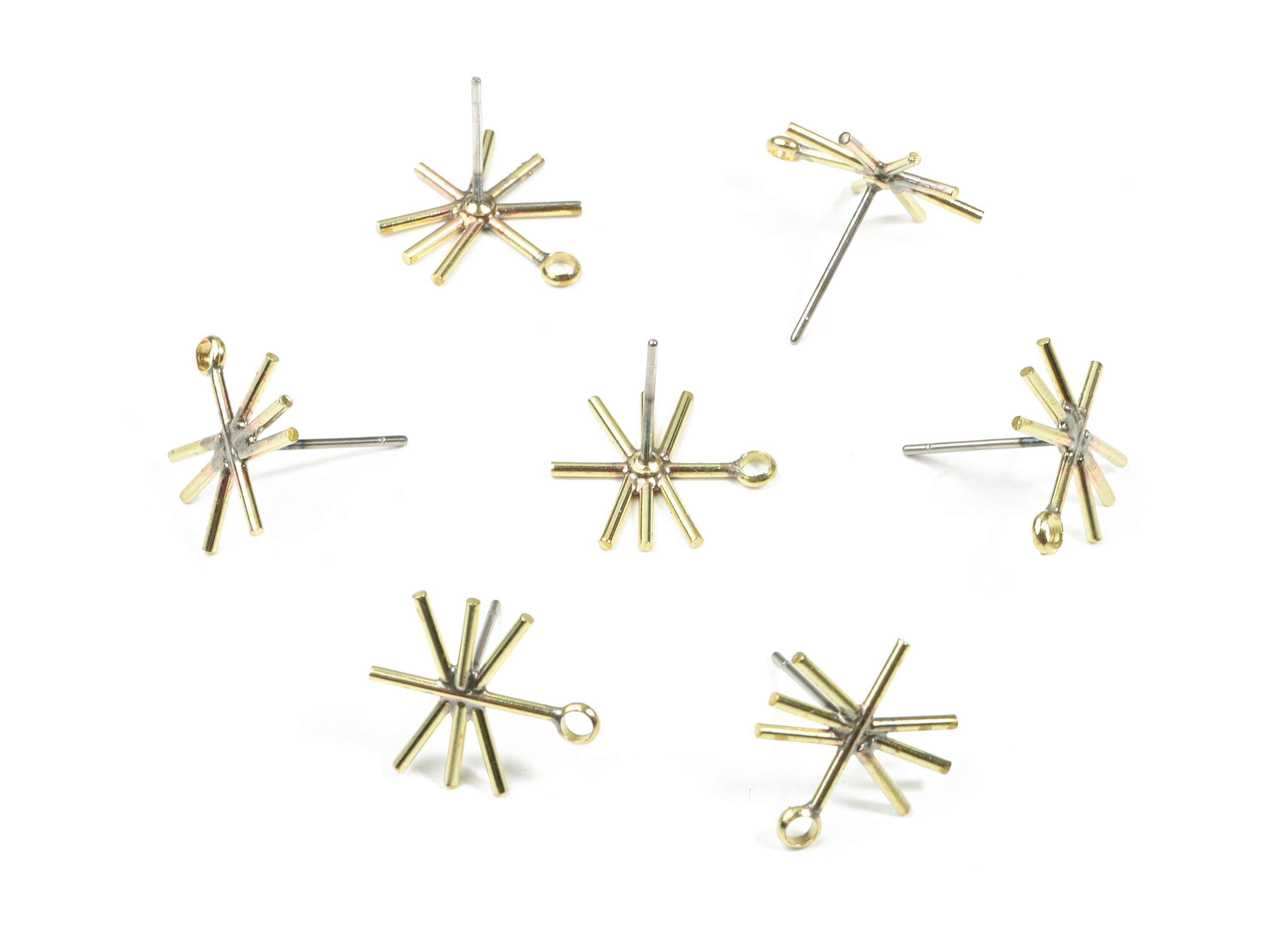 Brass Star Earring Stud With Loop - Raw Brass Earring Wires - Brass Earring Stud - Surgical Stud - 14.63x12.84x1.11mm - PP3289 - DOMEDBAZAAR