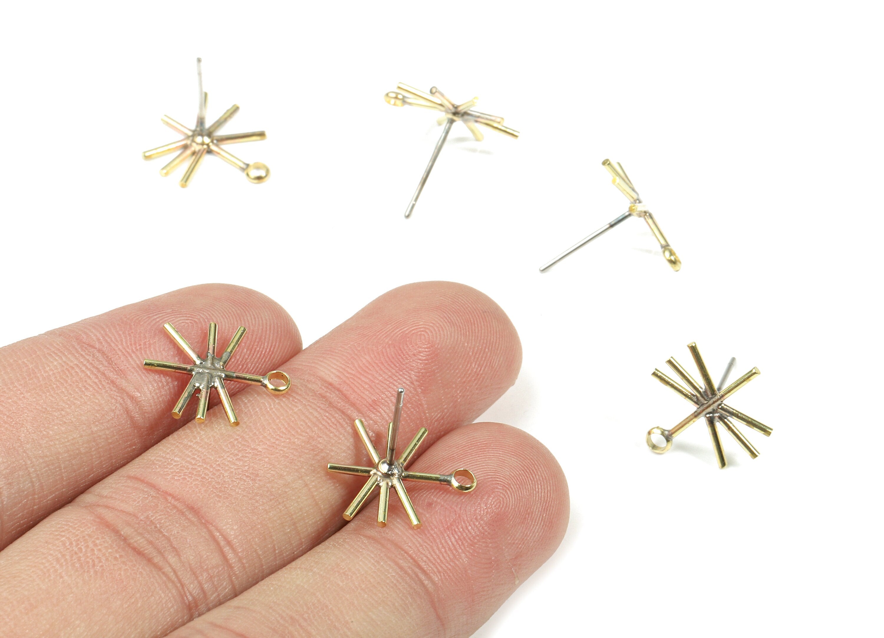 Brass Star Earring Stud With Loop - Raw Brass Earring Wires - Brass Earring Stud - Surgical Stud - 14.63x12.84x1.11mm - PP3289 - DOMEDBAZAAR