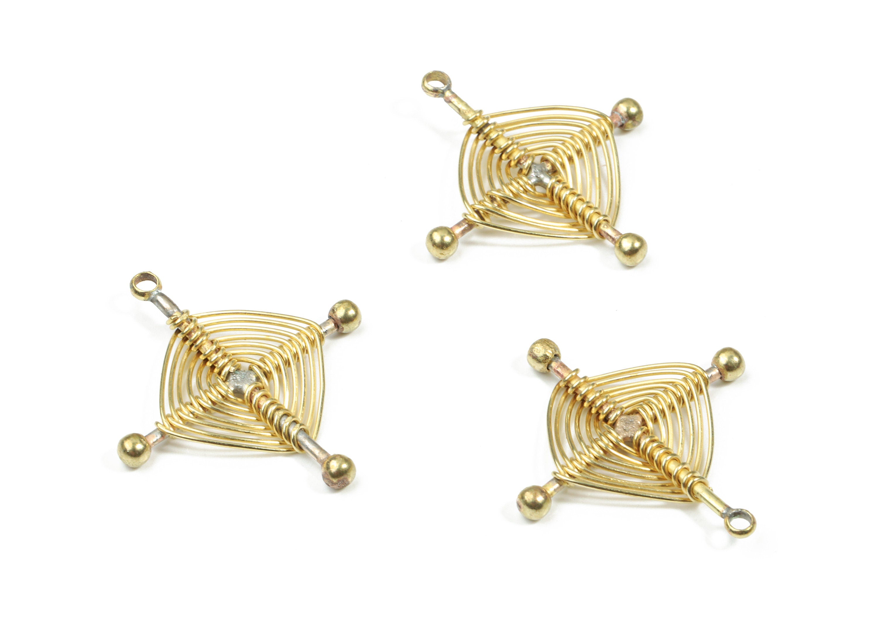 Brass Ear Wires Earring Charms - Raw Brass Ear Wires Pendant - Earring Findings - Jewelry Supplies - 23.3x21.58x4.47mm - PP3331 - DOMEDBAZAAR