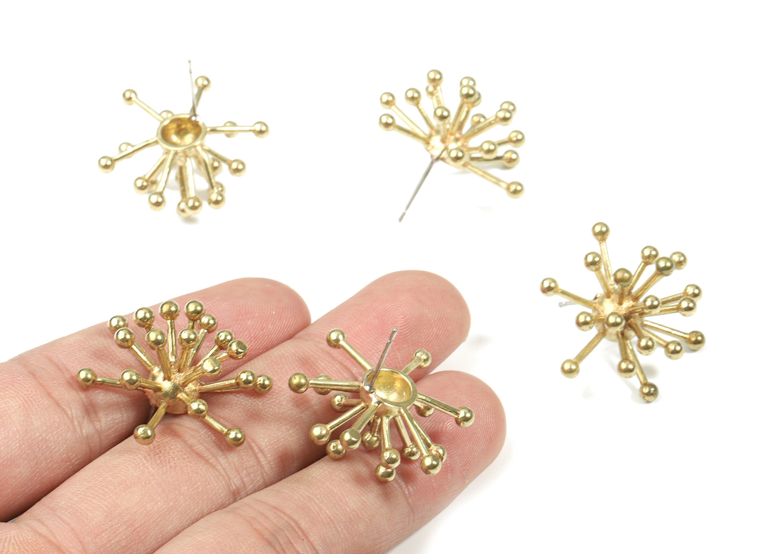 Brass Hedgehog Earring Stud - Raw Brass Porcupine Earring Post - Surgical Stud - Jewelry Supplies - 28.5x12.24x2.97mm - PP3323 - DOMEDBAZAAR