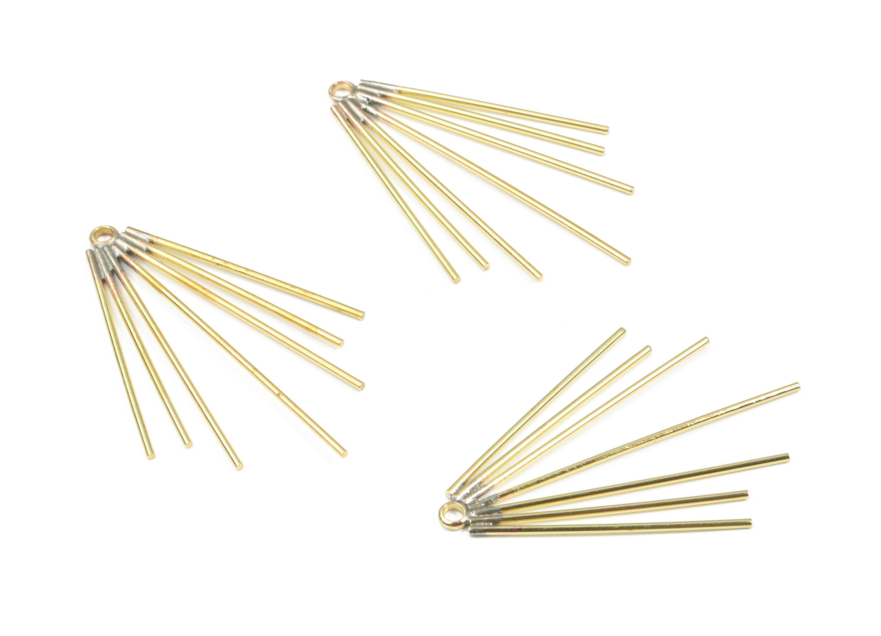 Brass Fringe Earring Charms - Raw Brass Fringe Pendant - Ear Wires Charm - Earring Findings - Jewelry Supplies - 43.09x28.43x1.52mm - PP3329 - DOMEDBAZAAR