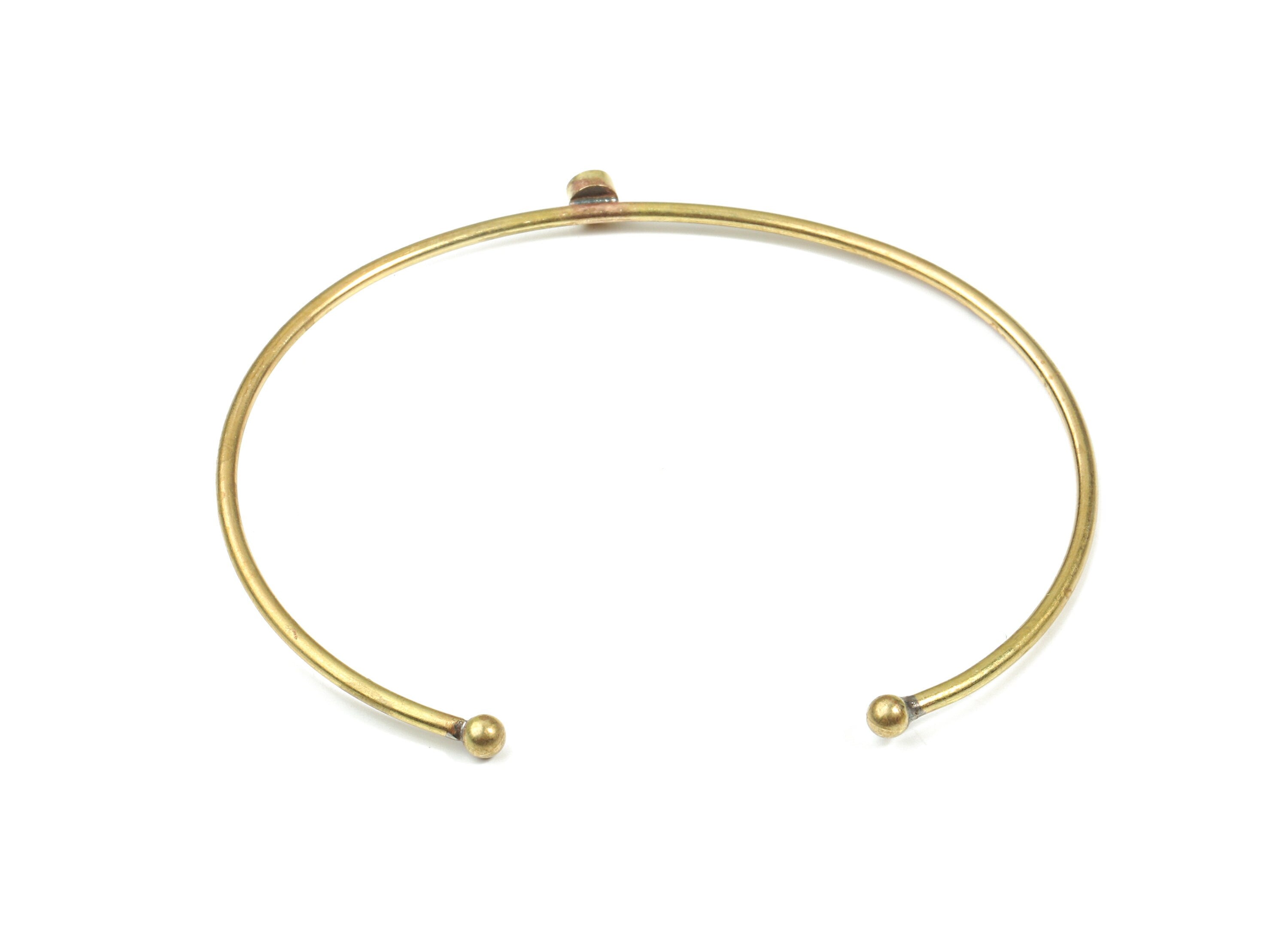 Brass Wire Bangle - Raw Brass Bracelet - Brass Bracelet For #30 Natural Bead  - Jewelry Supplies - Pad:3.3mm - 57.26x3.6x3.32mm - PP3325 - DOMEDBAZAAR