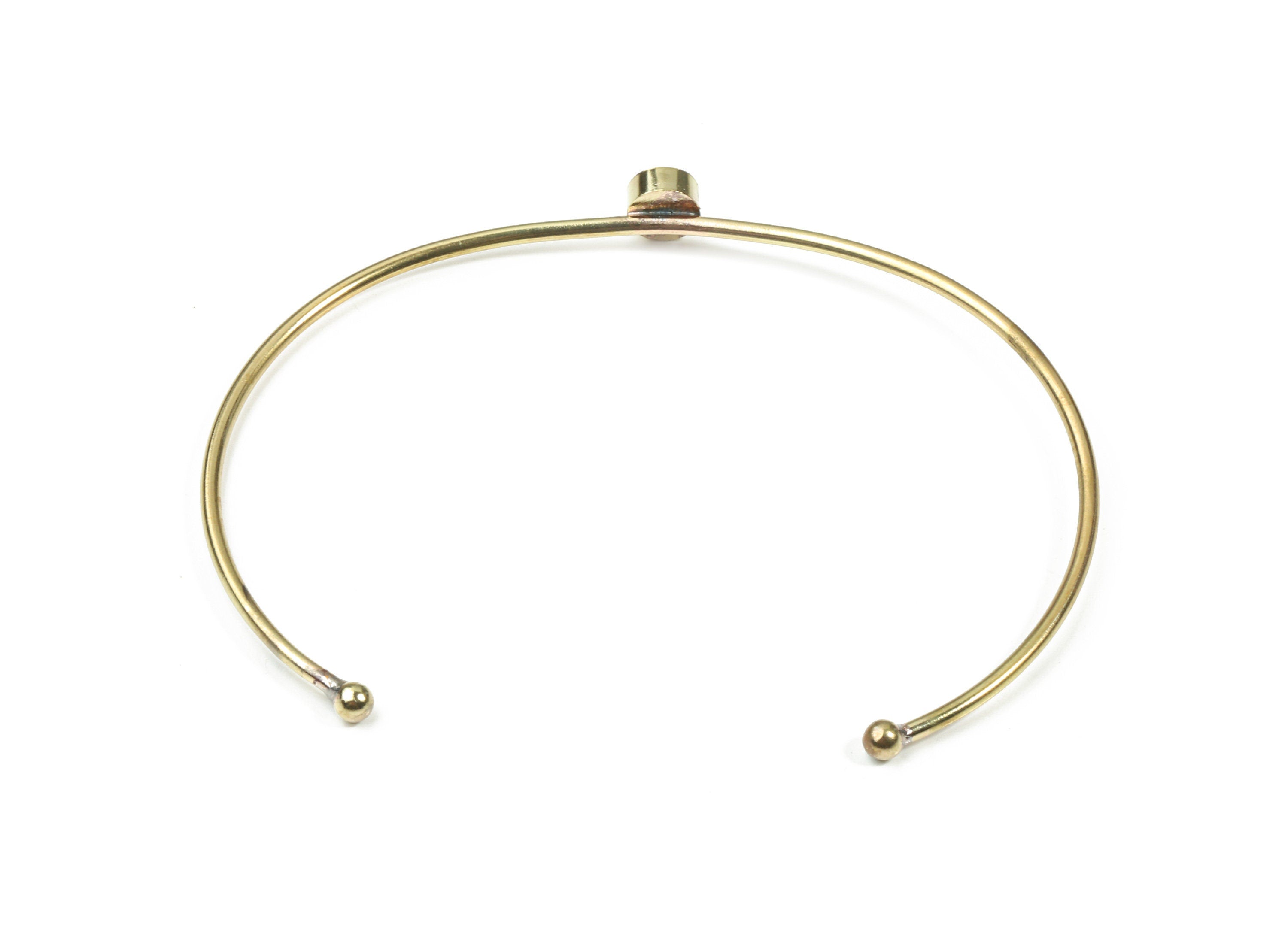 Brass Wire Bangle - Raw Brass Bracelet - Brass Bracelet For #40 Natural Bead  - Jewelry Supplies - 5.3mm Pad - 58.36x5.92x4.11mm - PP3325-1 - DOMEDBAZAAR