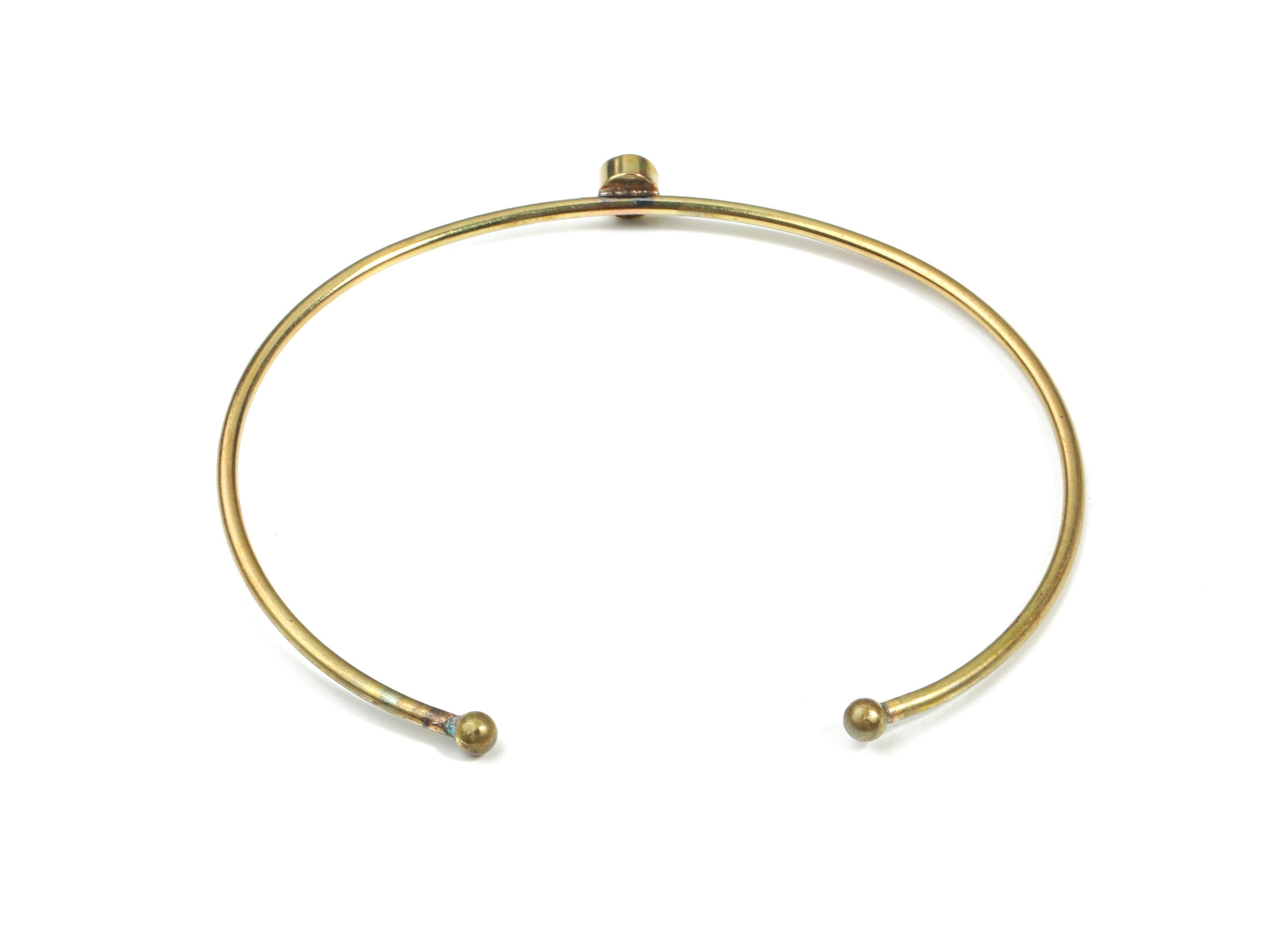 Brass Wire Bangle - Raw Brass Bracelet - Brass Bracelet For #50 Natural Bead  - Jewelry Supplies - Pad: 4mm - 58.24x4.49x3.85mm - PP3325-2 - DOMEDBAZAAR