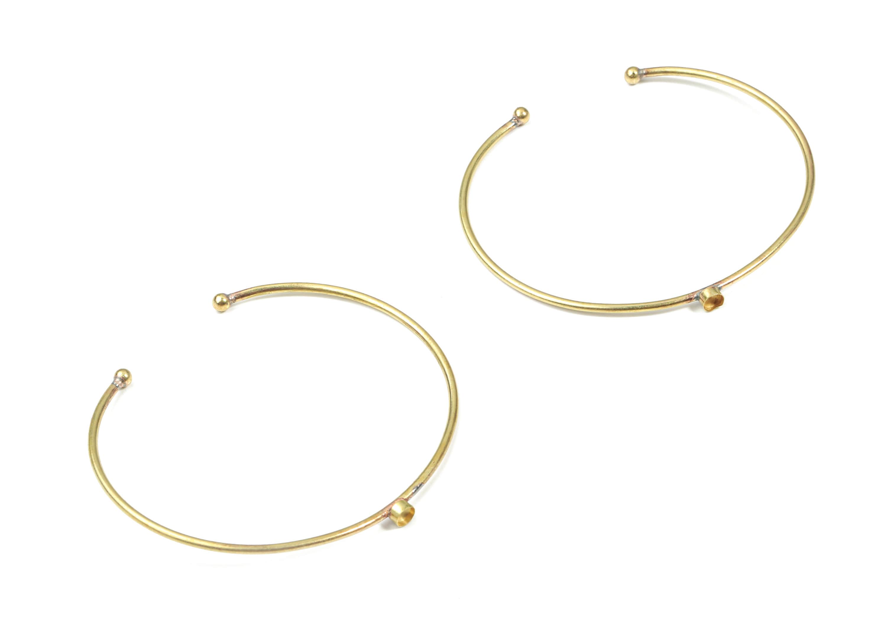 Brass Wire Bangle - Raw Brass Bracelet - Brass Bracelet For #30 Natural Bead  - Jewelry Supplies - Pad:3.3mm - 59.61x3.5x3.49mm - PP3325-3 - DOMEDBAZAAR