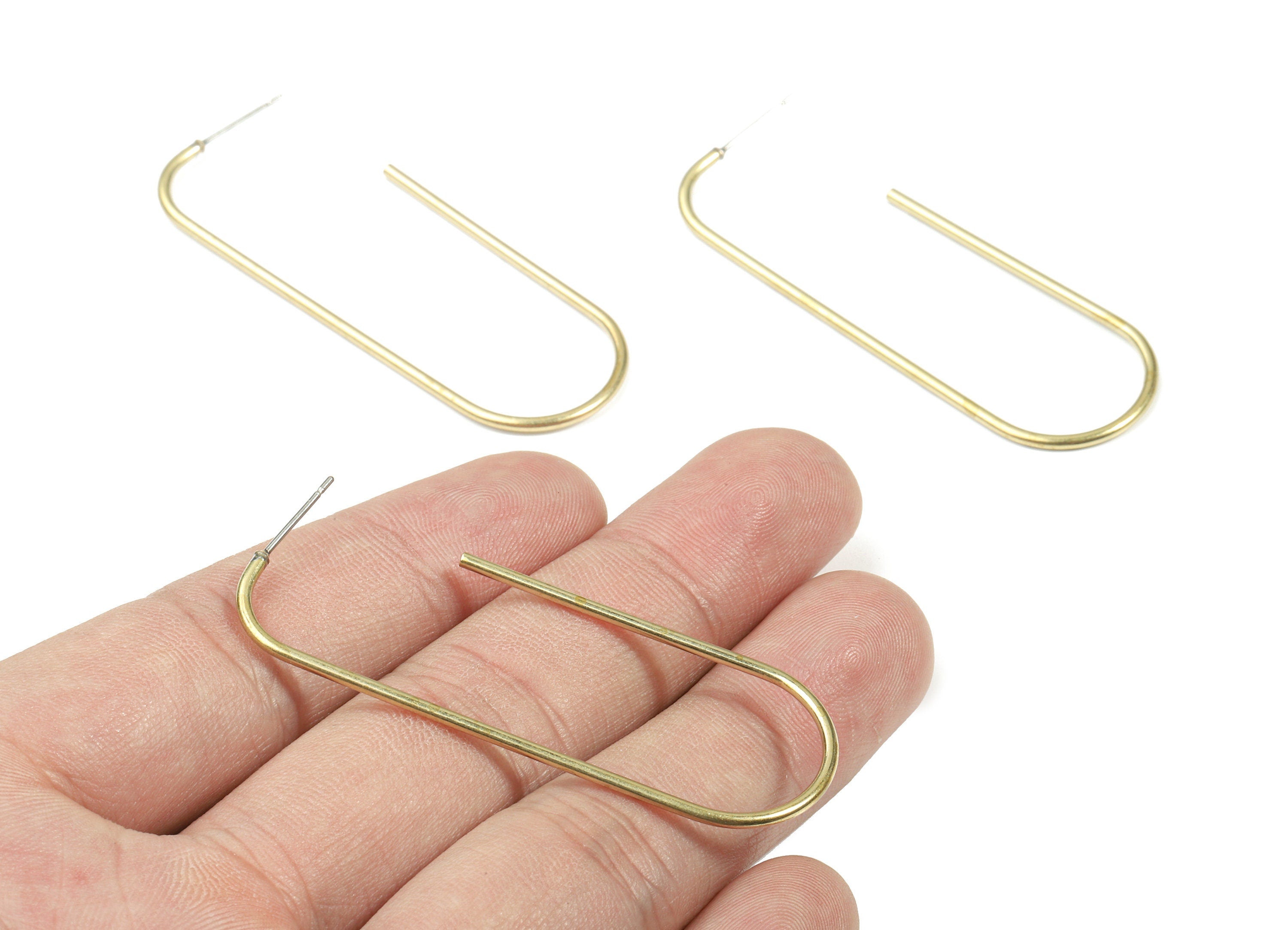Brass Geometric Earring Stud - Raw Brass Ear Wire Post - Surgical Stud - Earring Post - Jewelry Supplies - 56.5x19.8x1.49mm - PP3339 - DOMEDBAZAAR