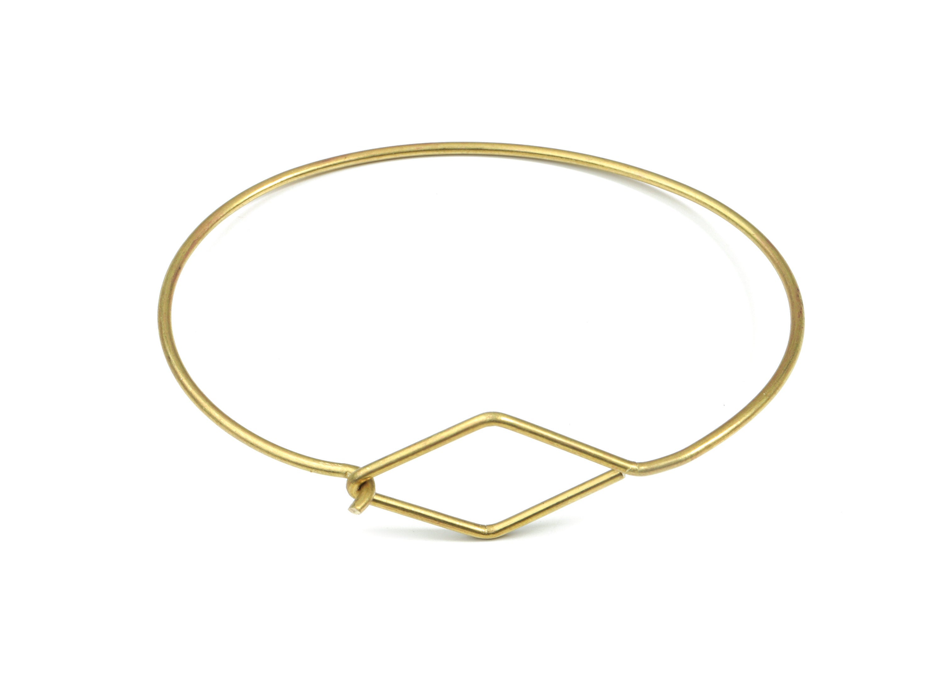Brass Wire Bracelet - Raw Brass Bangle  - Brass Circle Bracelet - Jewelry Supplies - 67.62x58.4x1.62mm - PP3303 - DOMEDBAZAAR