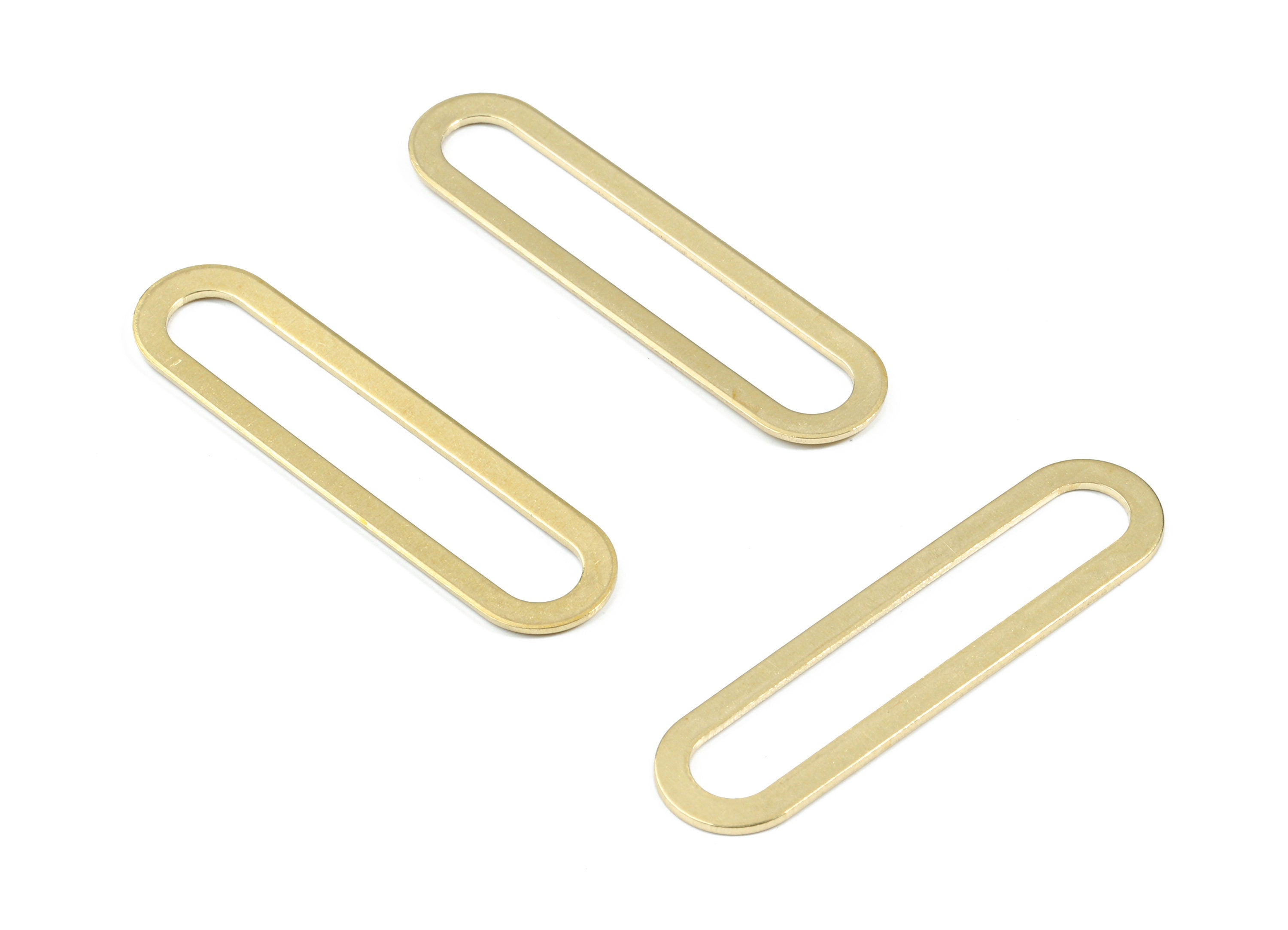 Brass Long Oval Earring Charms - Raw Brass Long Oval Pendant - Earring Findings - Jewelry Supplies - 44.02x11.06x0.86mm - PP3347 - DOMEDBAZAAR