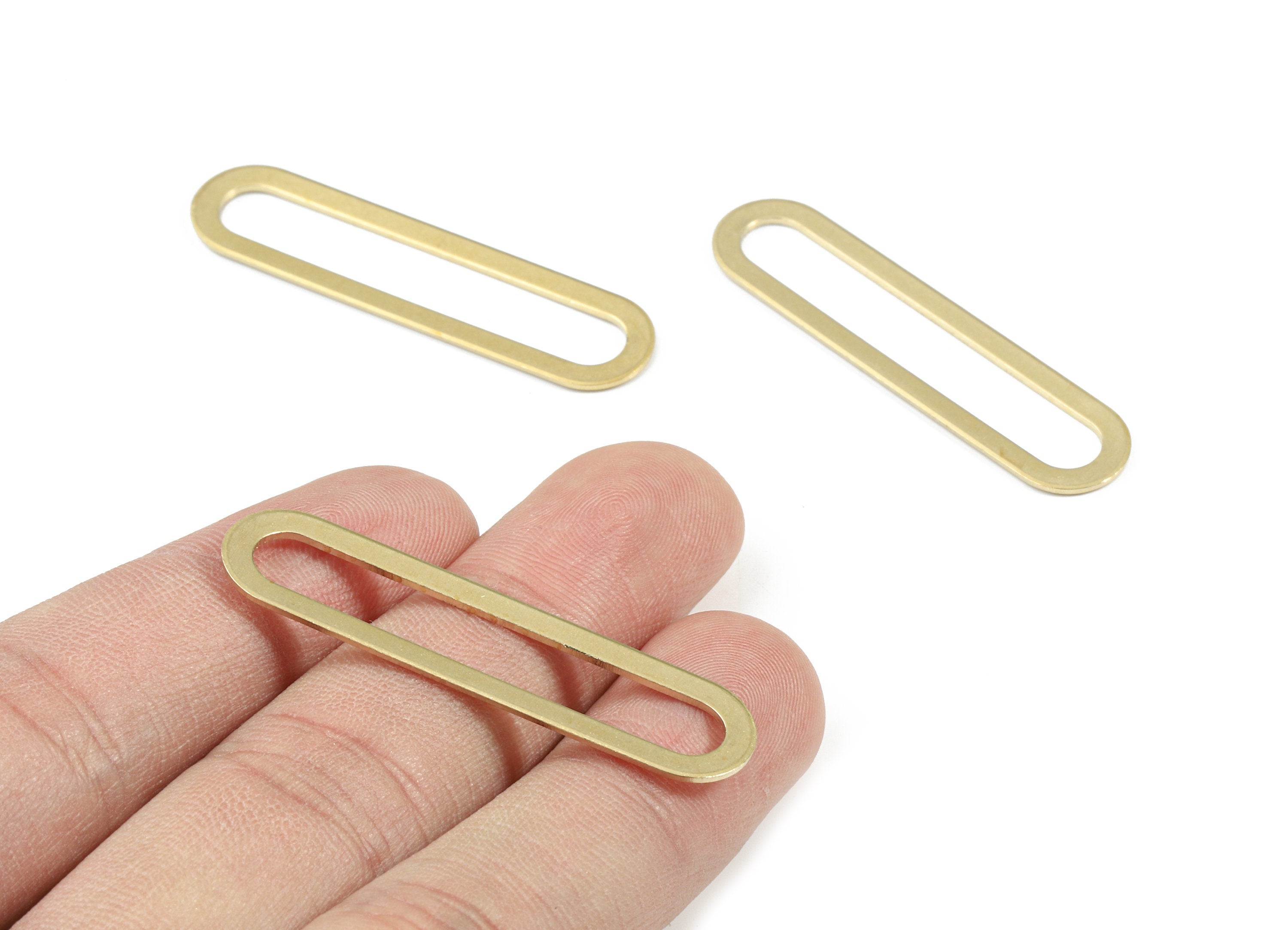 Brass Long Oval Earring Charms - Raw Brass Long Oval Pendant - Earring Findings - Jewelry Supplies - 44.02x11.06x0.86mm - PP3347 - DOMEDBAZAAR