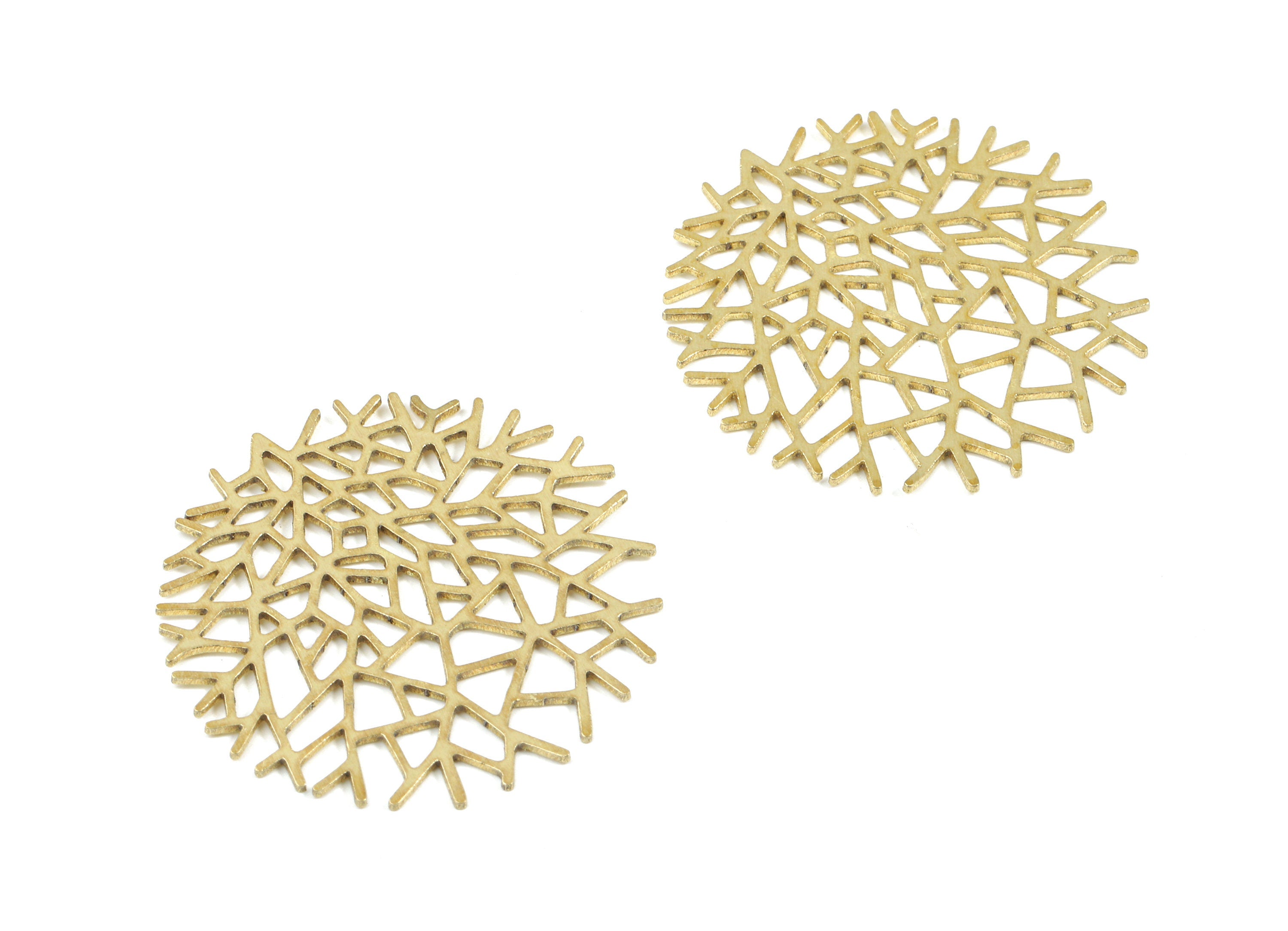 Brass Branch Earring Charms - Raw Brass Branch Pendant - Earring Findings - Jewelry Supplies - 31.1x30.96x0.66mm - PP3357 - DOMEDBAZAAR