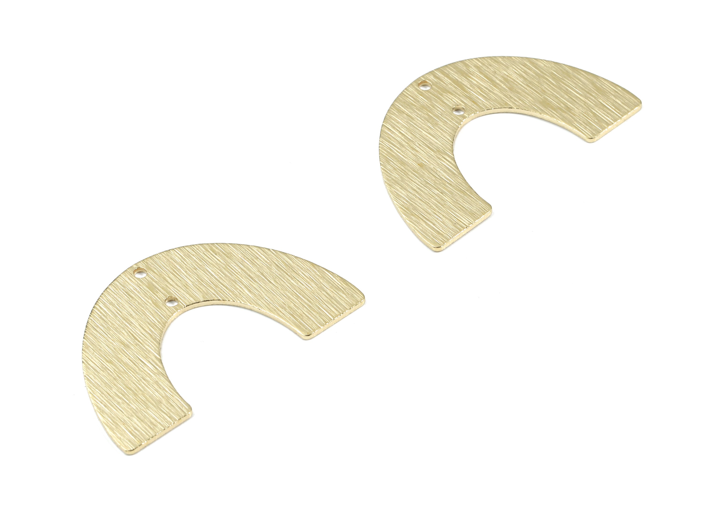 Brass Semi Circle Earring Connector - Raw Brass Half Moon Necklace Connector - Textured Brass 2 Hole U Connector - 34x20.92x0.79mm - PP3369 - DOMEDBAZAAR
