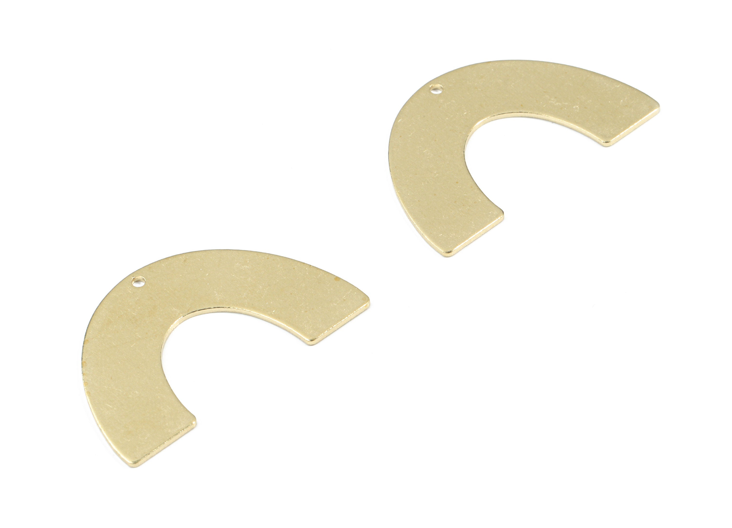 Brass Semi Circle Earring Charms - Raw Brass Half Moon Pendant For Necklace - Earring Findings - Jewelry Supplies - 34x21.18x0.79mm - PP3372 - DOMEDBAZAAR